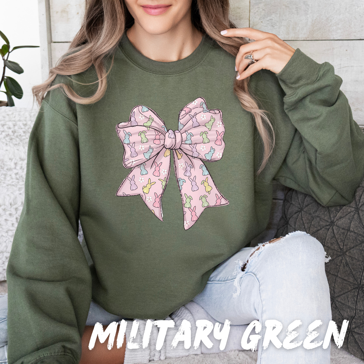 Bunny Bow Coquette Sweatshirt adults and kids