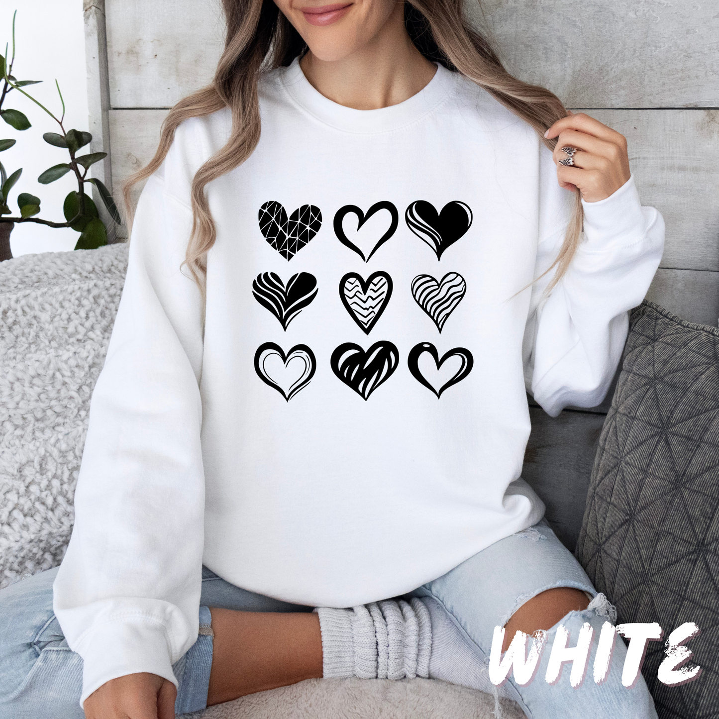 Valentines 9 Hearts Sweatshirt for Adults and kids