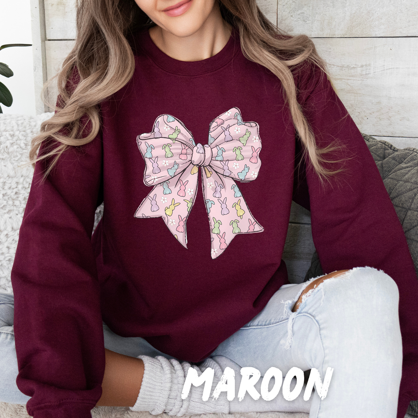 Bunny Bow Coquette Sweatshirt adults and kids