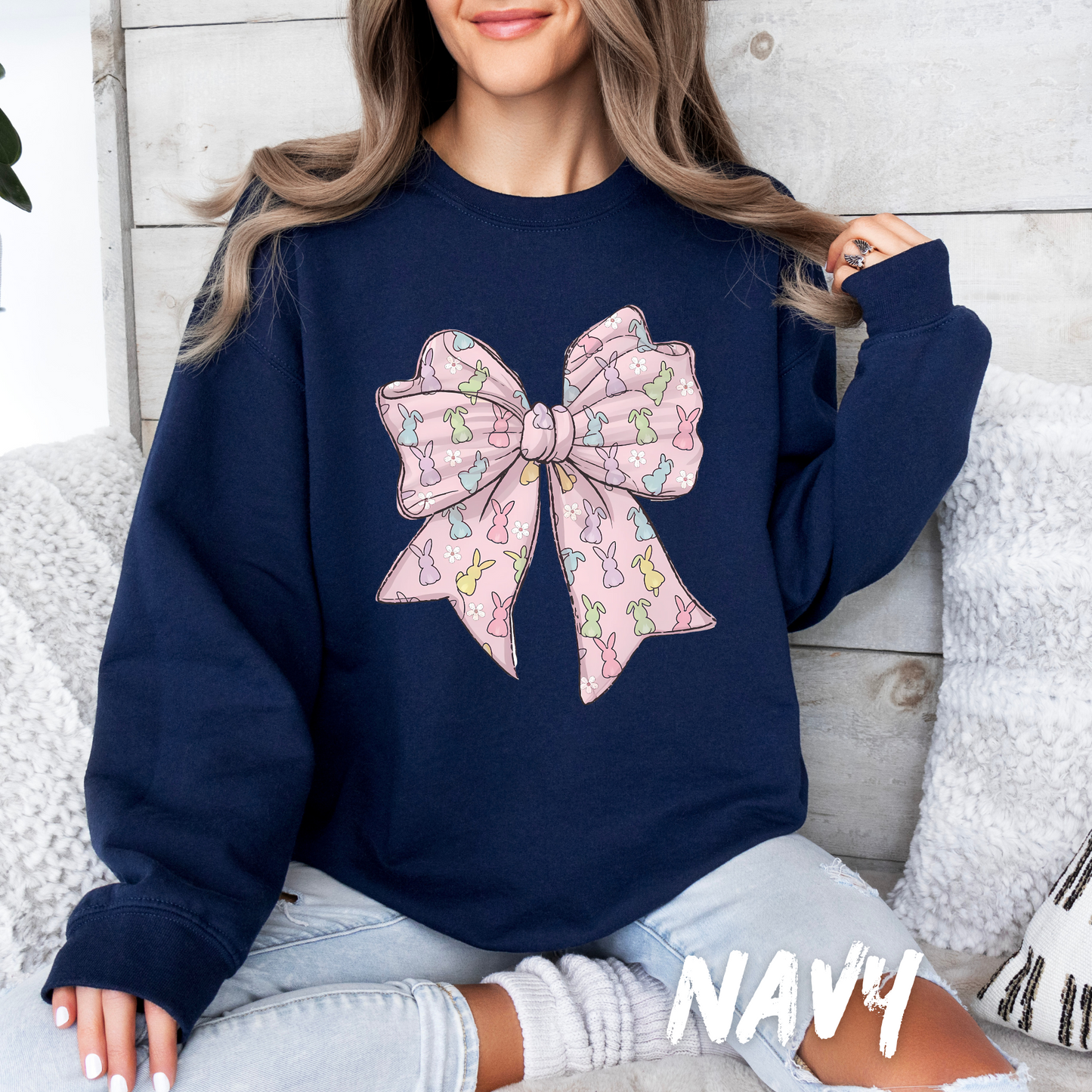 Bunny Bow Coquette Sweatshirt adults and kids