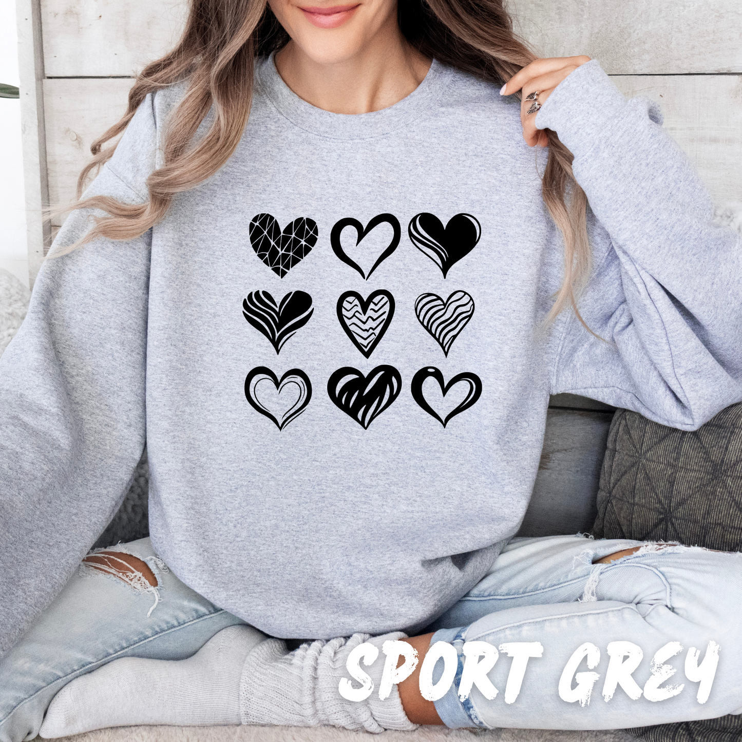 Valentines 9 Hearts Sweatshirt for Adults and kids