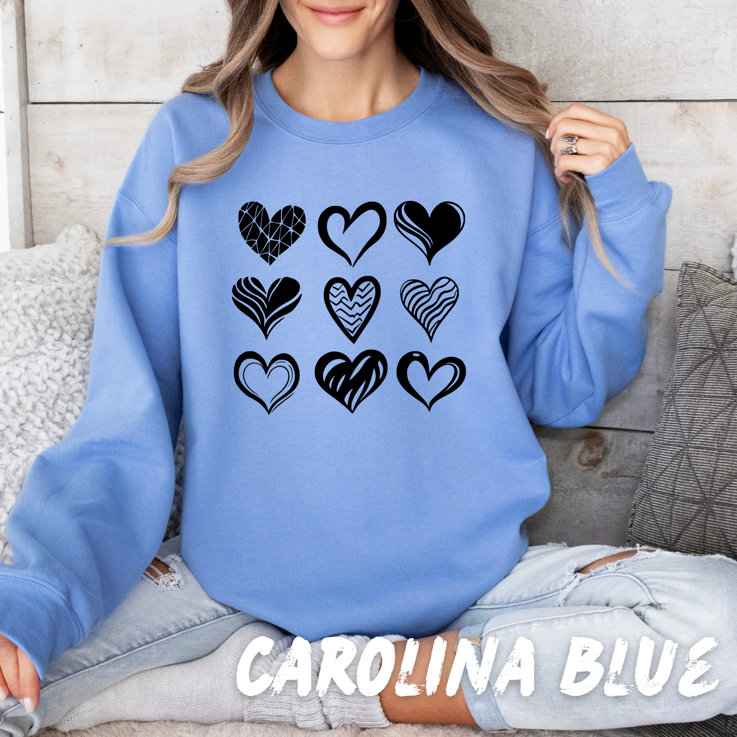 Valentines 9 Hearts Sweatshirt for Adults and kids