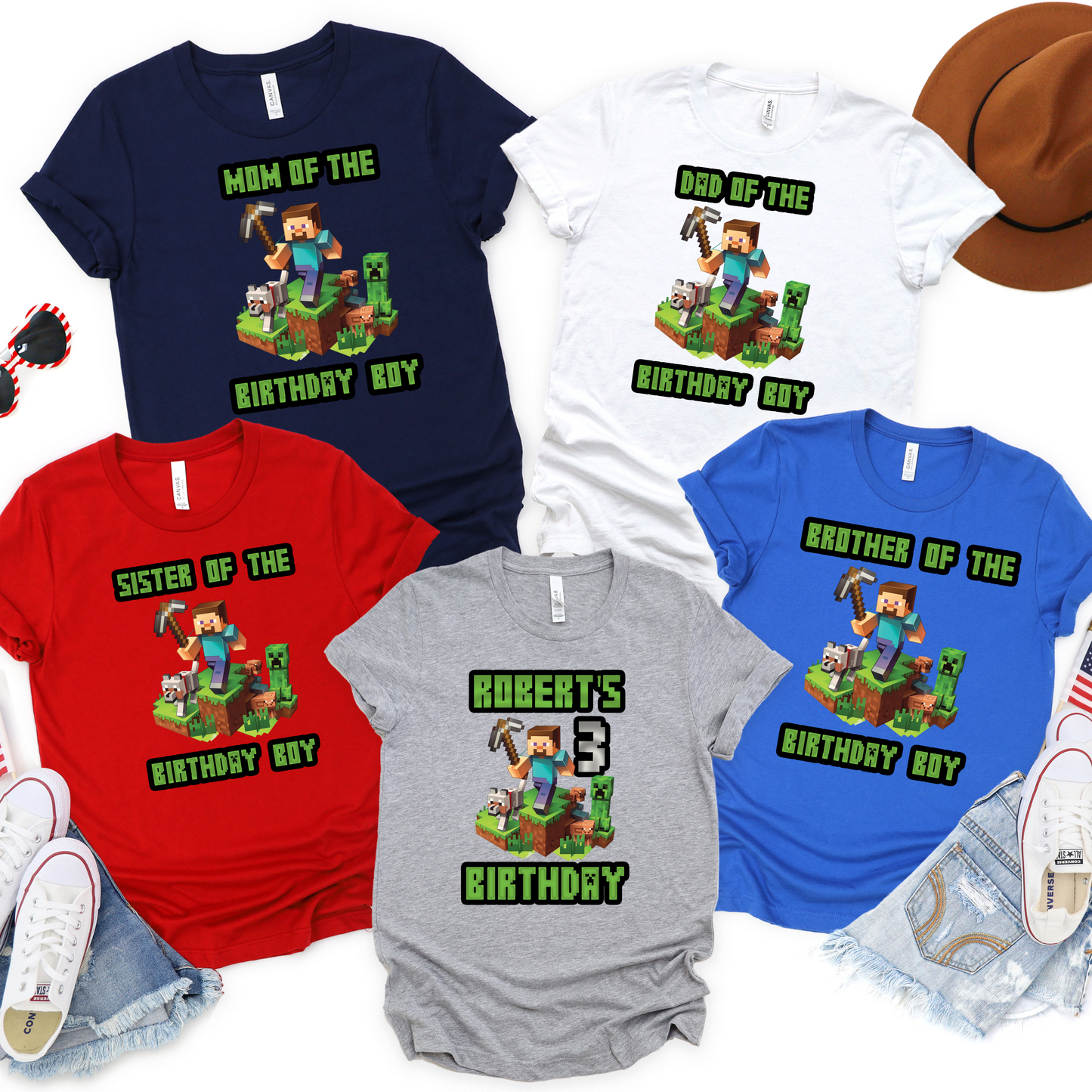 Personalized_Minecraft_Birthday Shirts for Kids and Adults