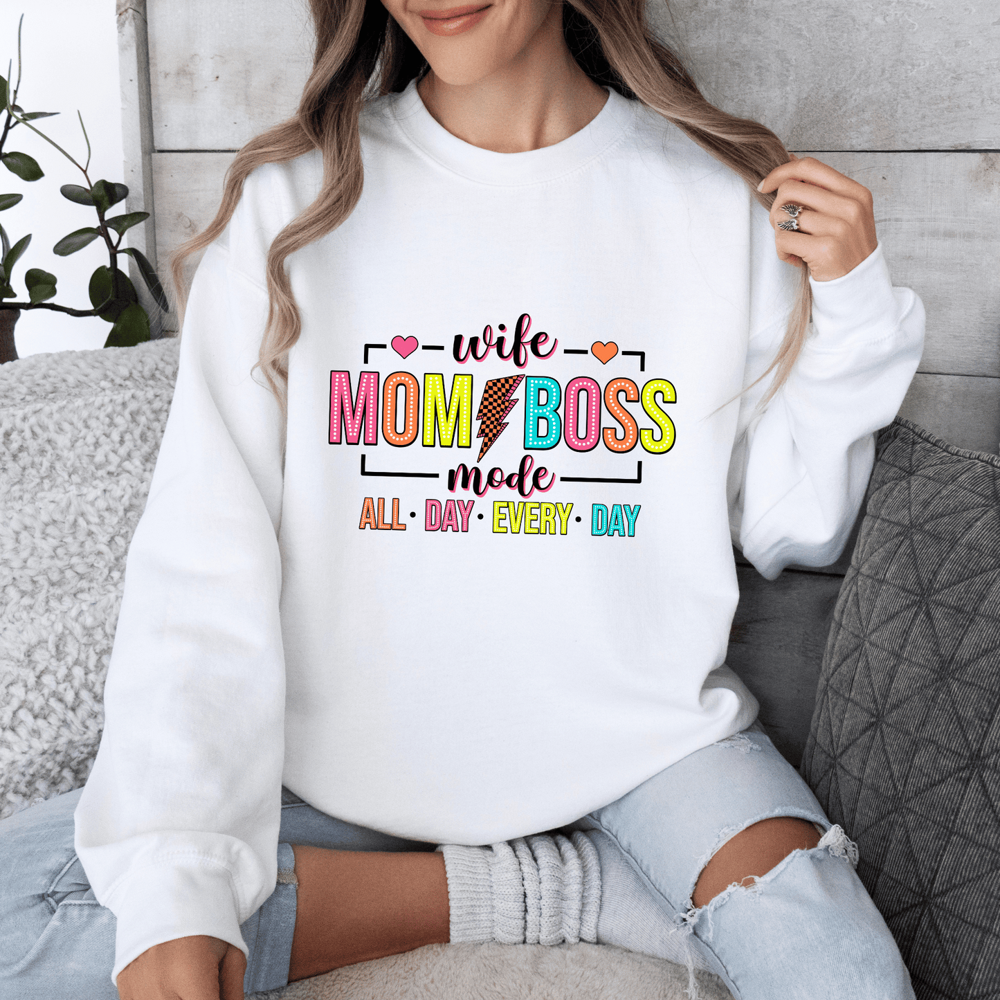 Funny Mom Sweatshirt Wife Mom Boss