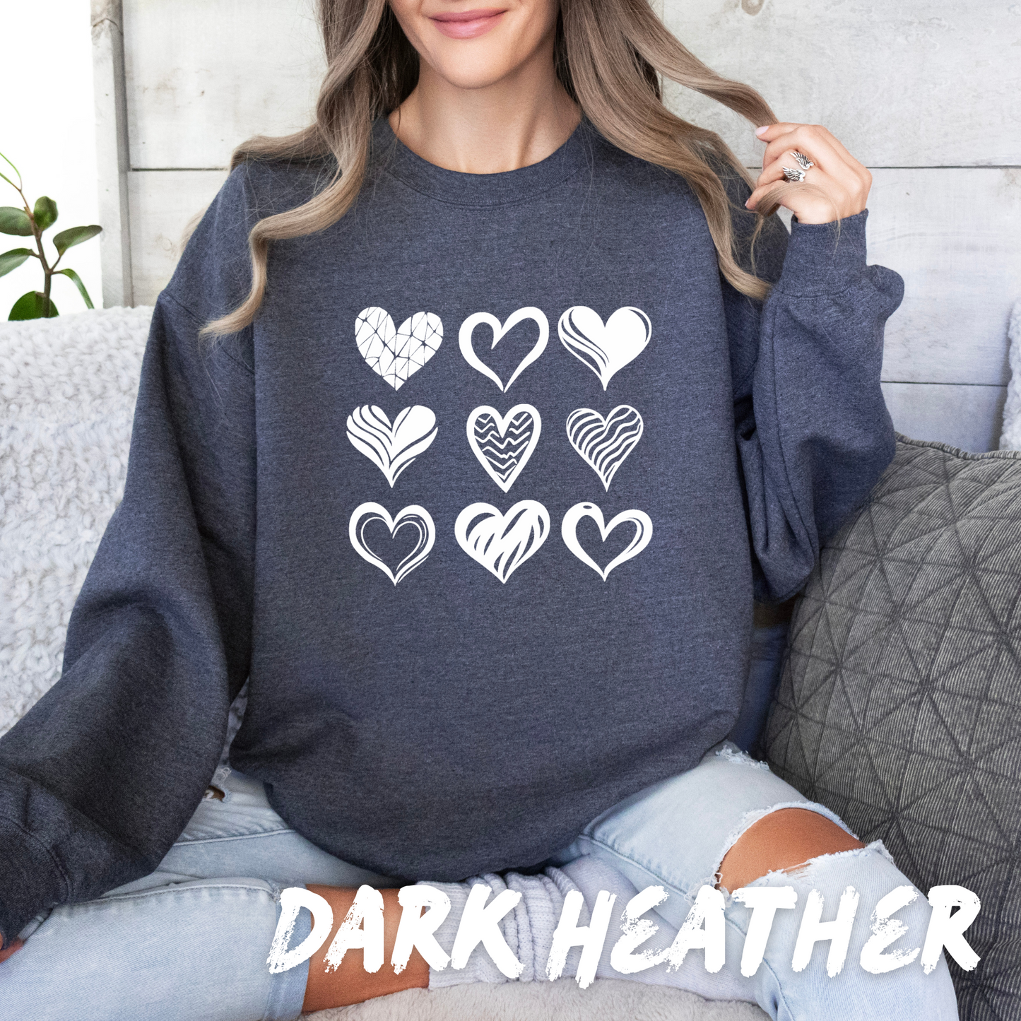 Valentines 9 Hearts Sweatshirt for Adults and kids