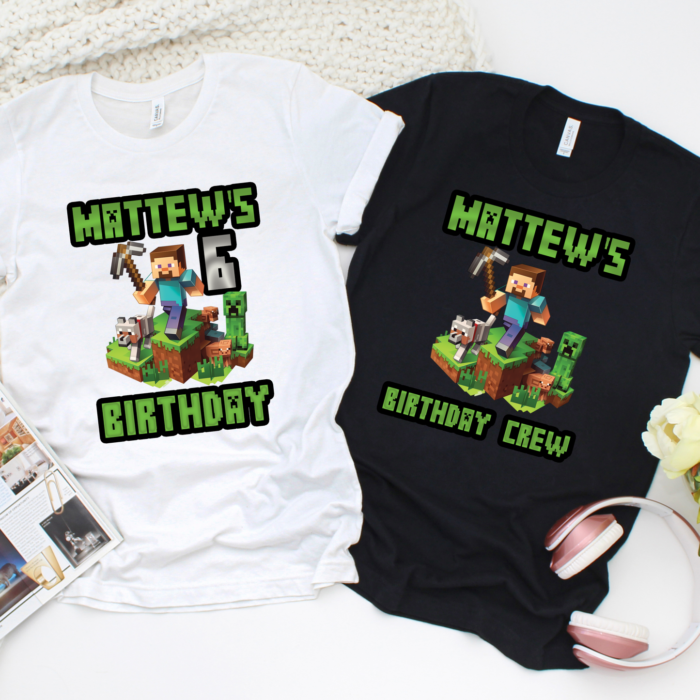 Personalized_Minecraft_Birthday Shirts for Kids and Adults