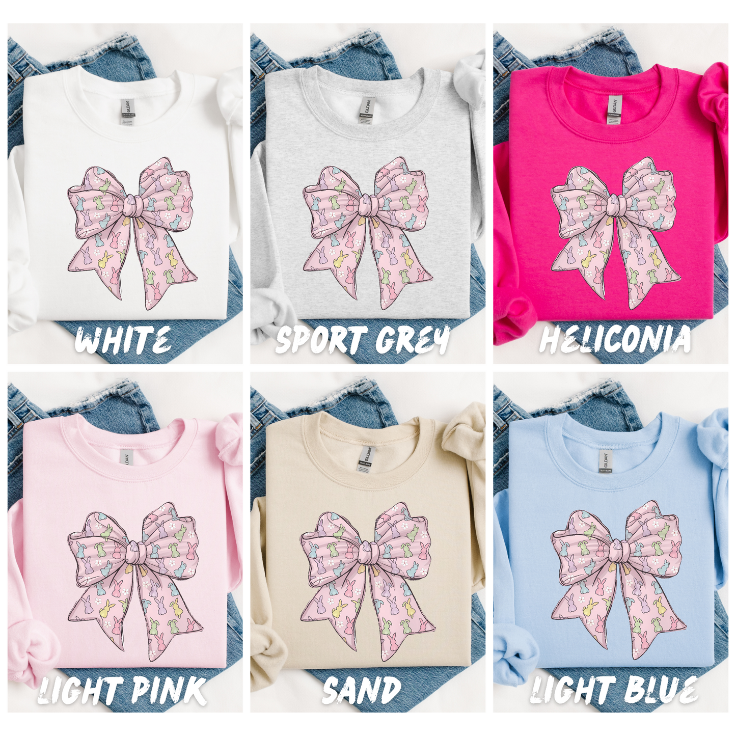 Bunny Bow Coquette Sweatshirt adults and kids