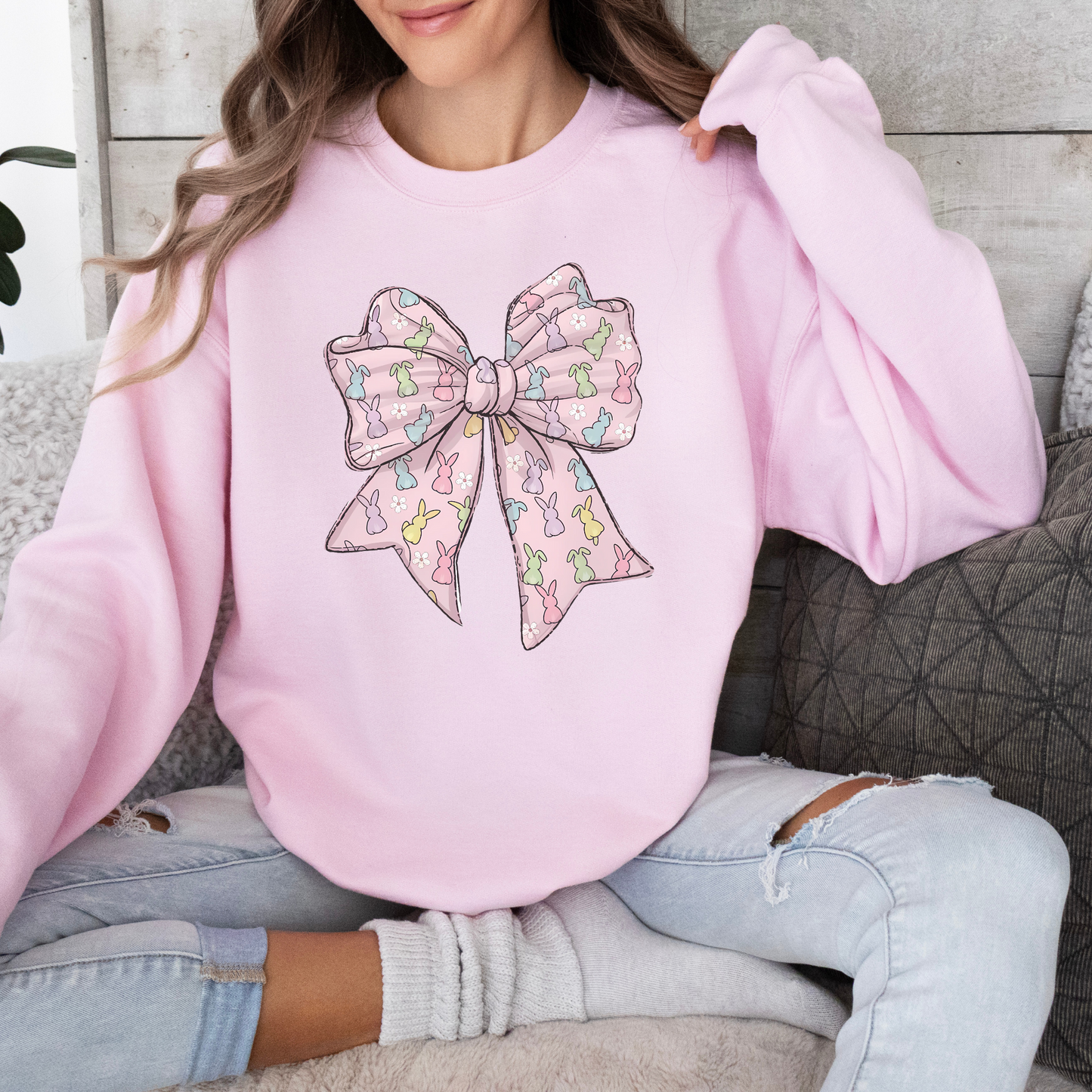 Bunny Bow Coquette Sweatshirt adults and kids