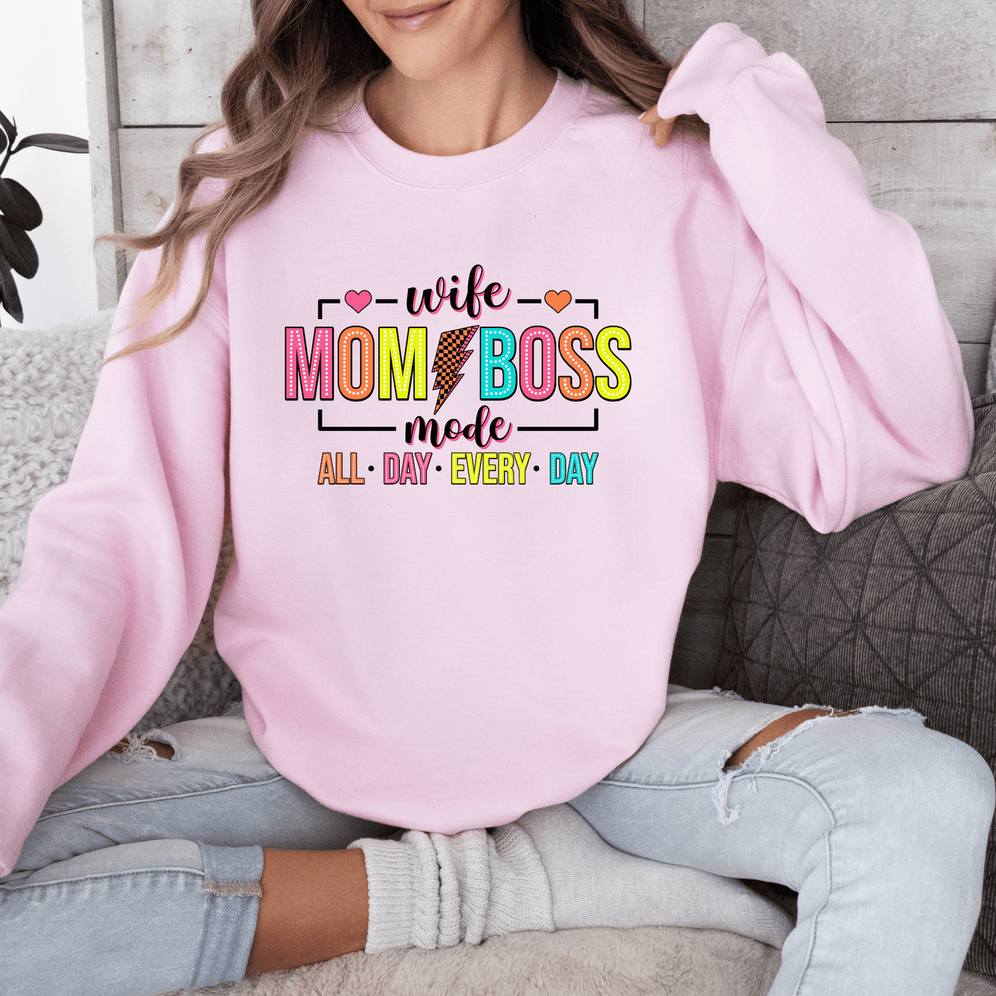 Funny Mom Sweatshirt Wife Mom Boss