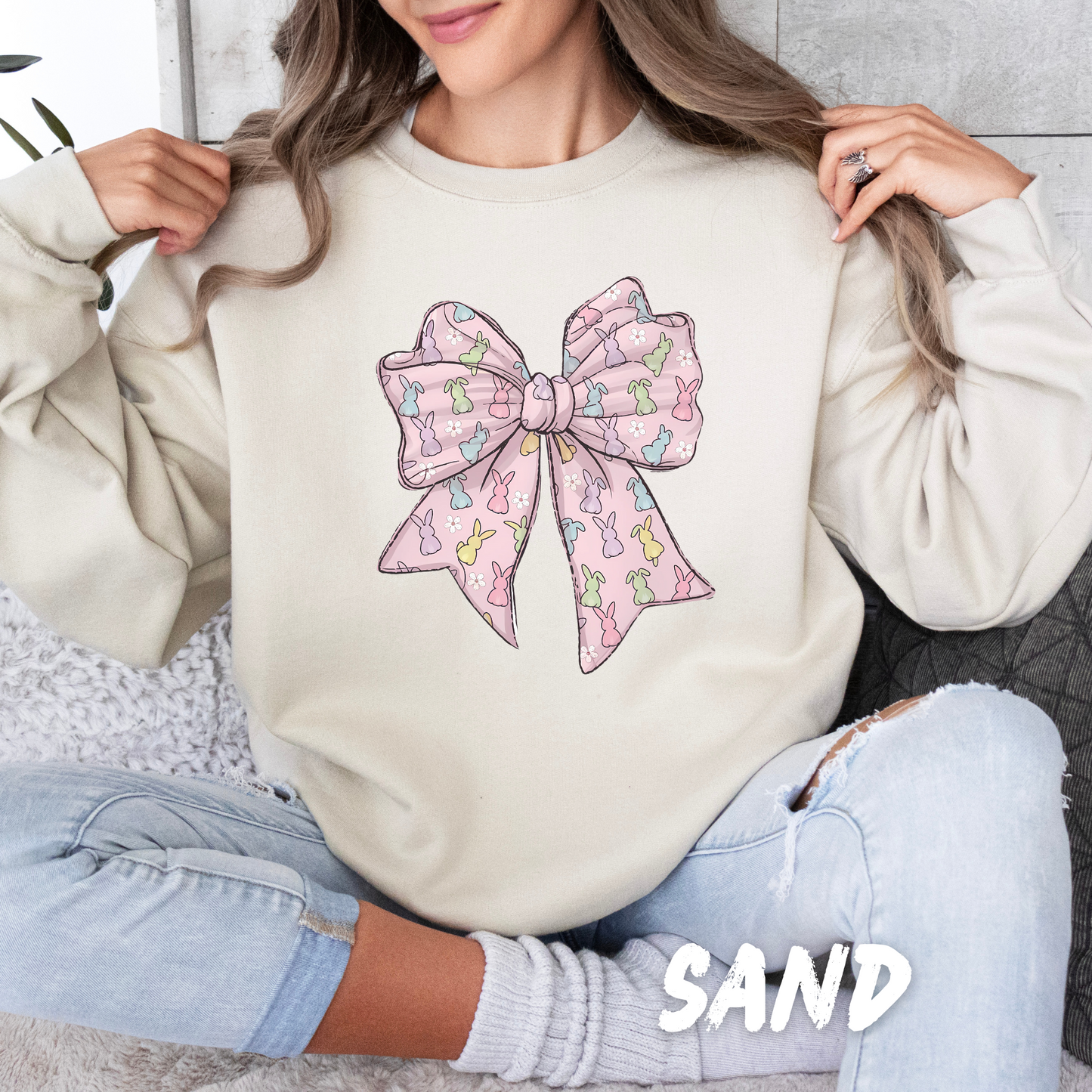 Bunny Bow Coquette Sweatshirt adults and kids