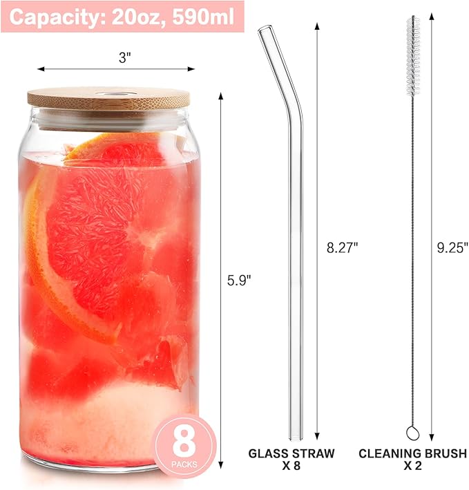 Daily Motivation Glass Cup 20oz with Glass Straw and Bamboo Lid Teacher gifts