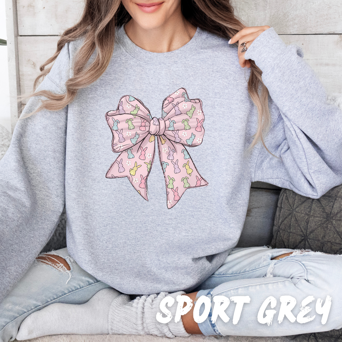 Bunny Bow Coquette Sweatshirt adults and kids