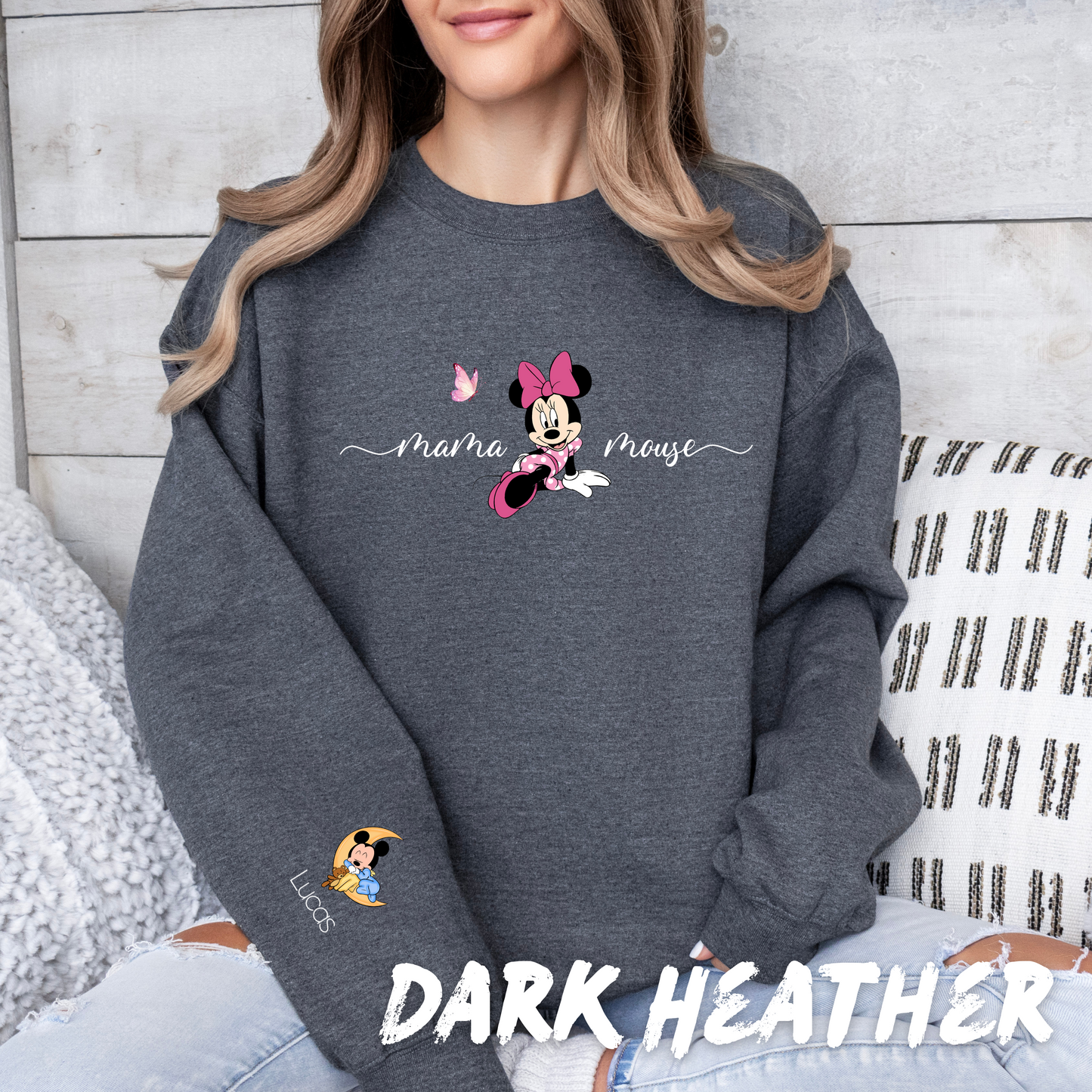 Custom Mama Mouse Sweatshirt with Custom Names on Sleeve