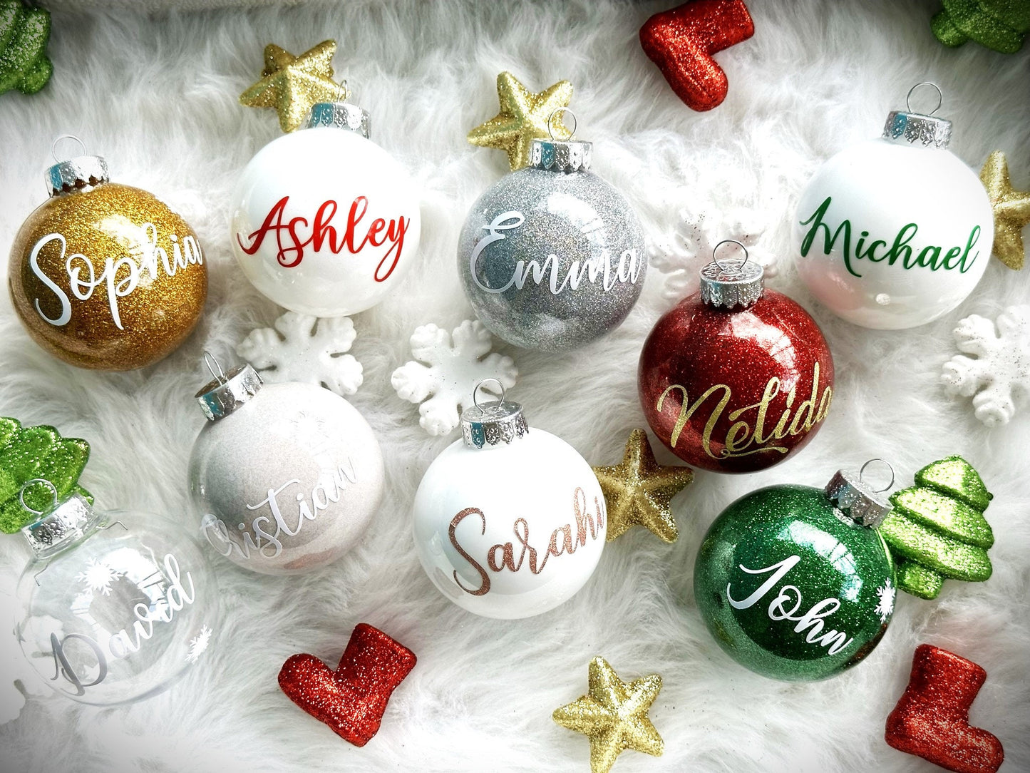2.8'' Personalized Plastic Ornament β Round Christmas Tree Decoration with Custom Name