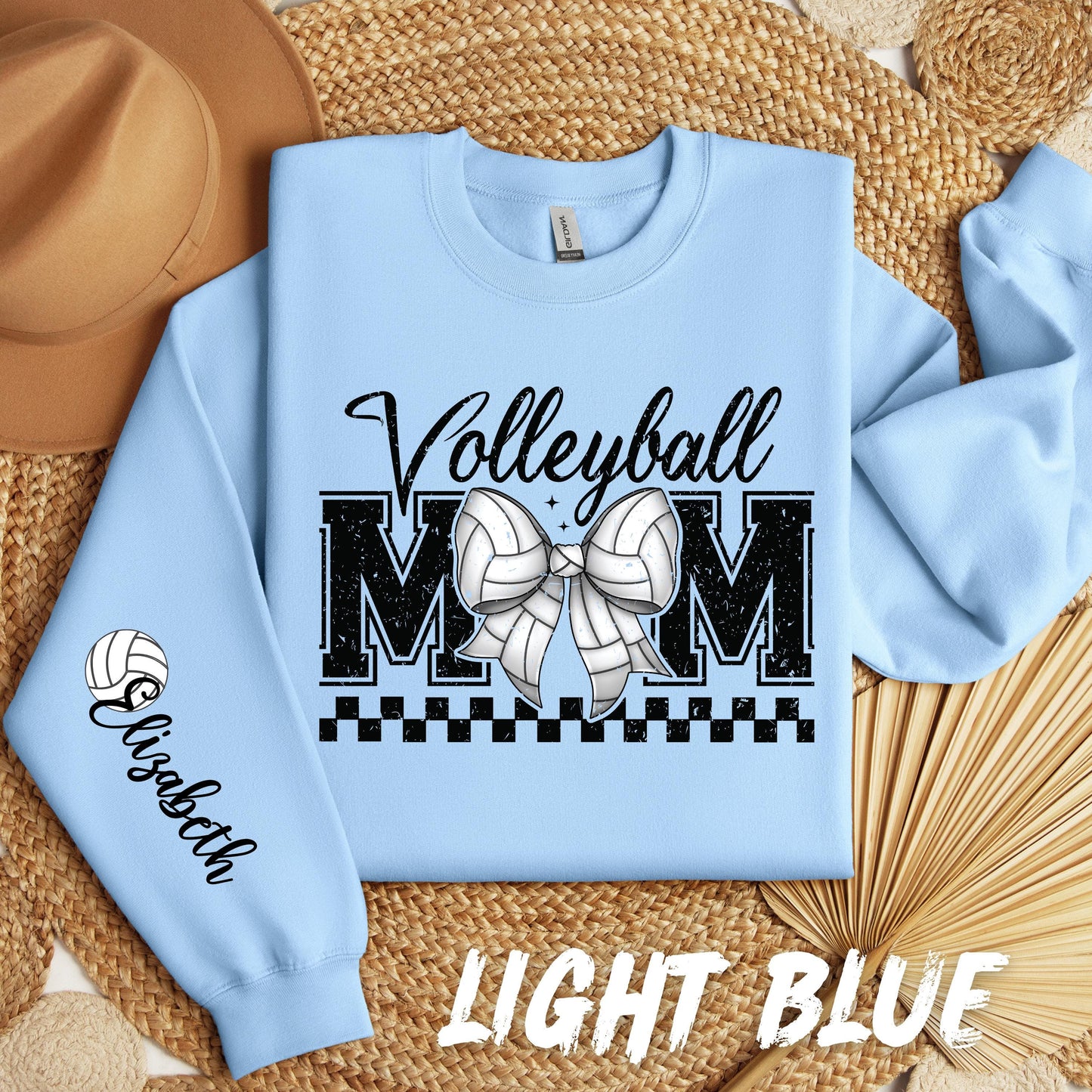 Volleyball Mom Sweatshirt Personalized Coquette Volleyball Sweatshirt with Name on Sleeve Sports Mom Shirt Sport Lover Gift
