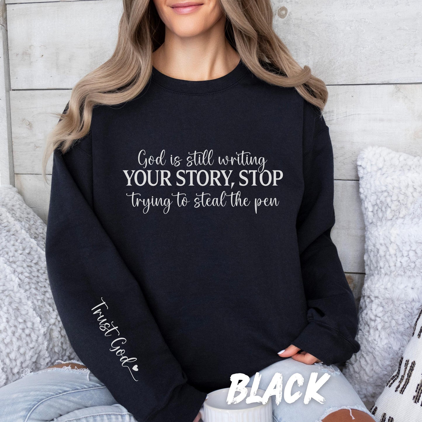 Trust God Sweatshirt Inspirational Christian Sweatshirt Faith-Based Pullover Religious Motivational Tee Spiritual Quote Shirt Women Gift
