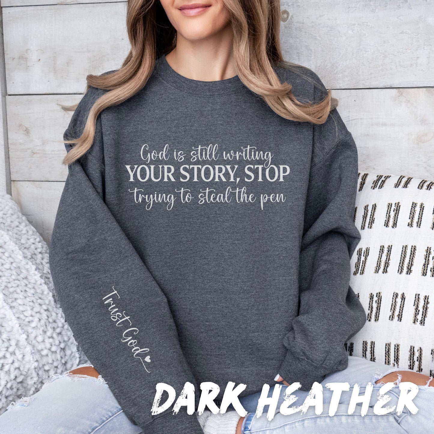 Trust God Sweatshirt Inspirational Christian Sweatshirt Faith-Based Pullover Religious Motivational Tee Spiritual Quote Shirt Women Gift