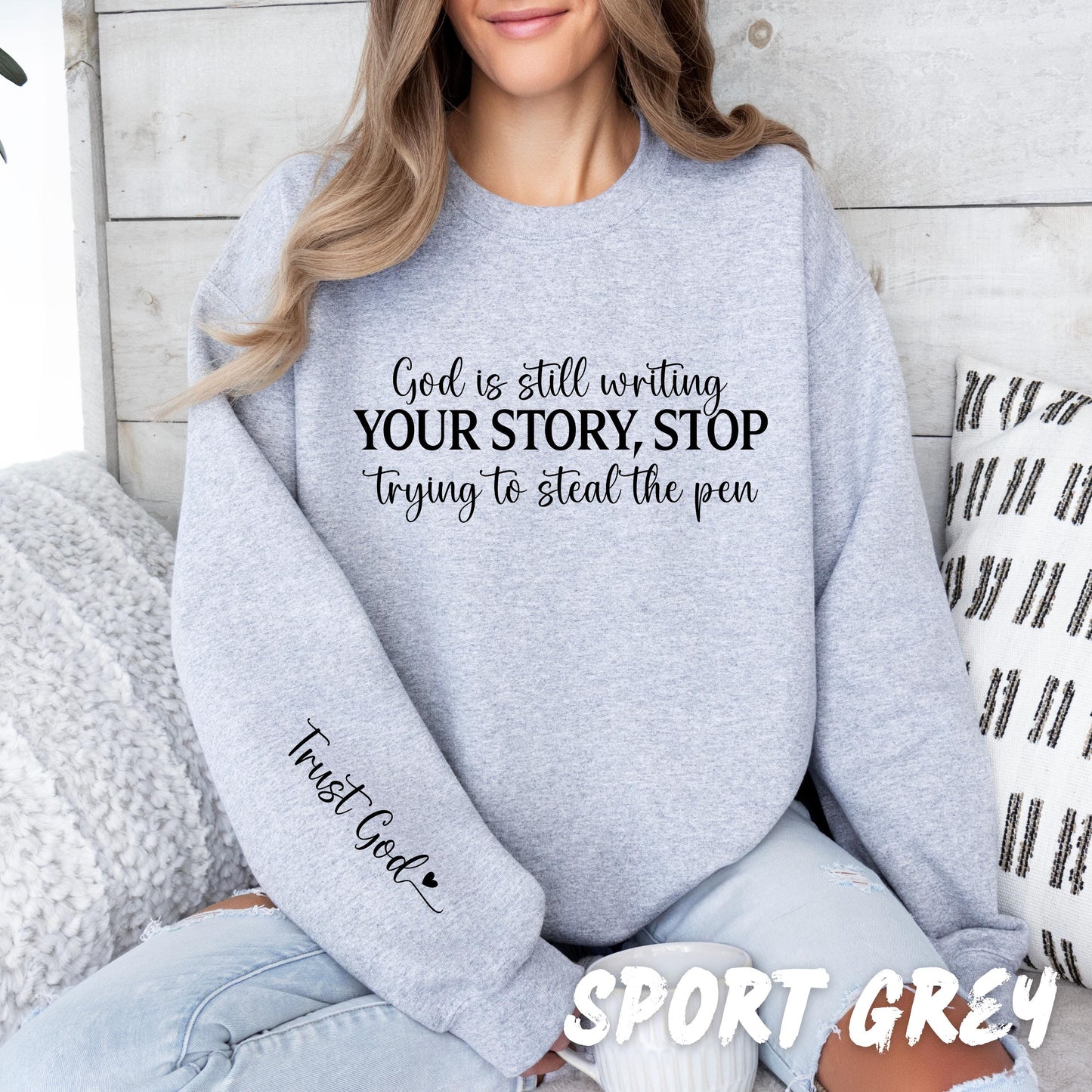 Trust God Sweatshirt Inspirational Christian Sweatshirt Faith-Based Pullover Religious Motivational Tee Spiritual Quote Shirt Women Gift