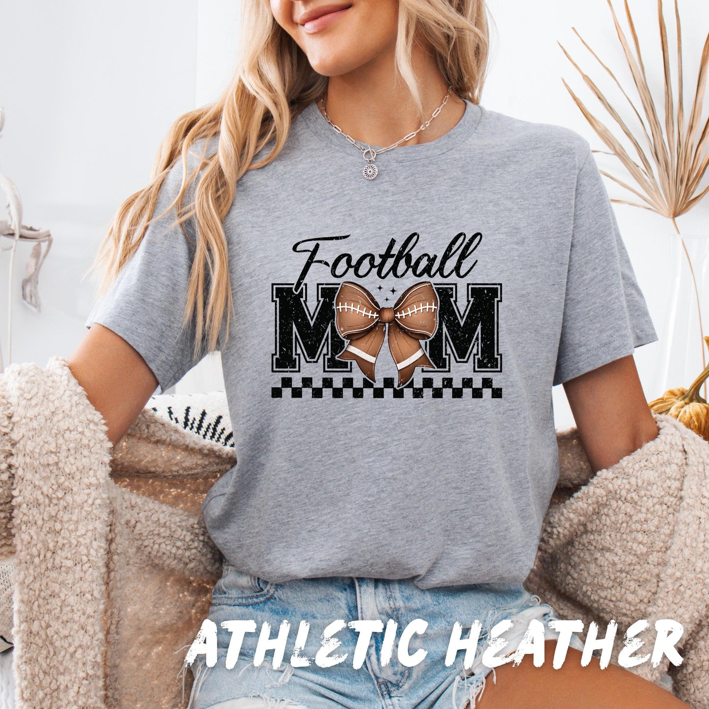 Football Mom Sweatshirt Personalized Coquette Football Sweatshirt Customized with Kids Names on Sleeve - Football Lover Gift