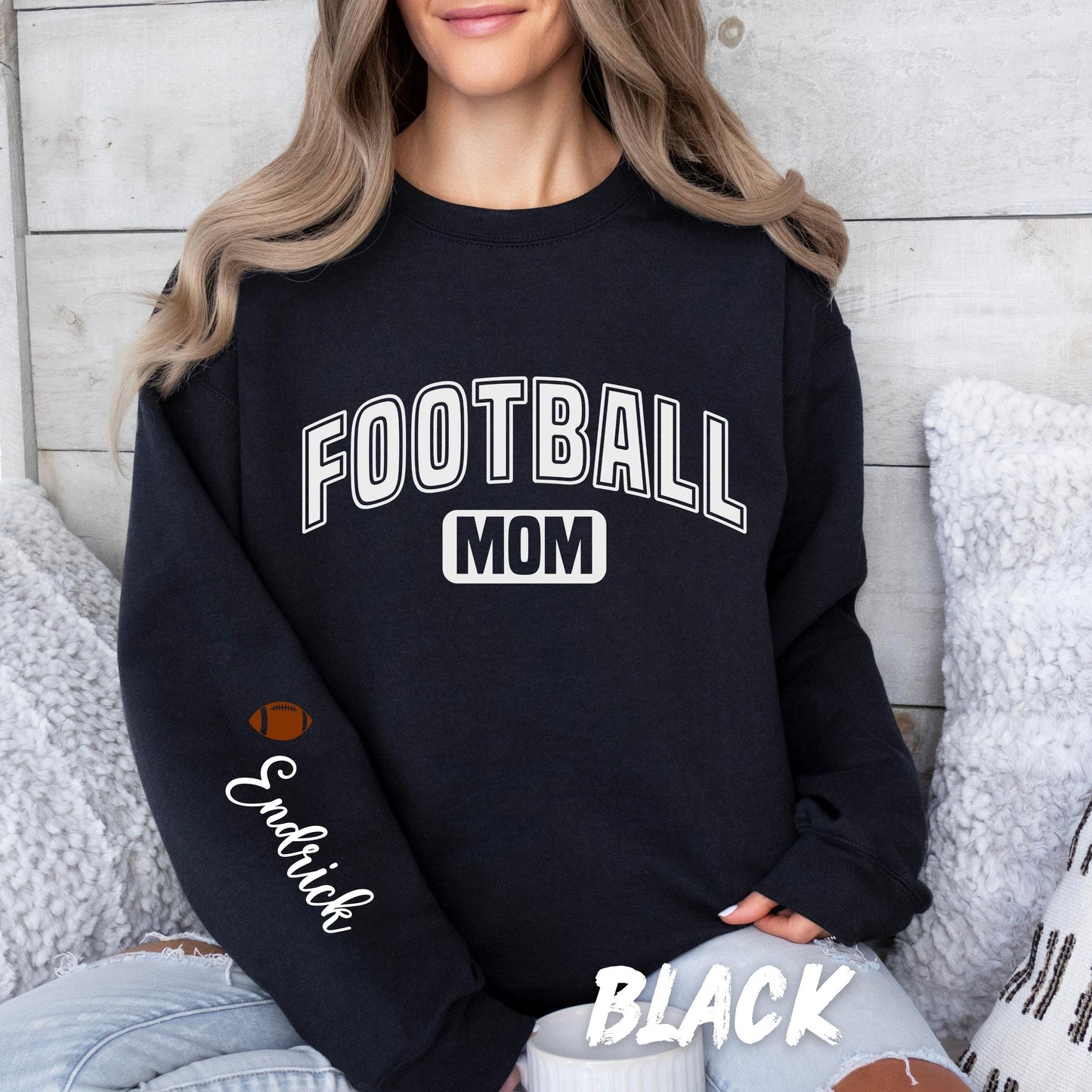 Custom Football Mom Sweatshirt β Personalized Name & Football Crewneck β Game Day Sweater β Sports Mom Gift β Team Spirit Sweater