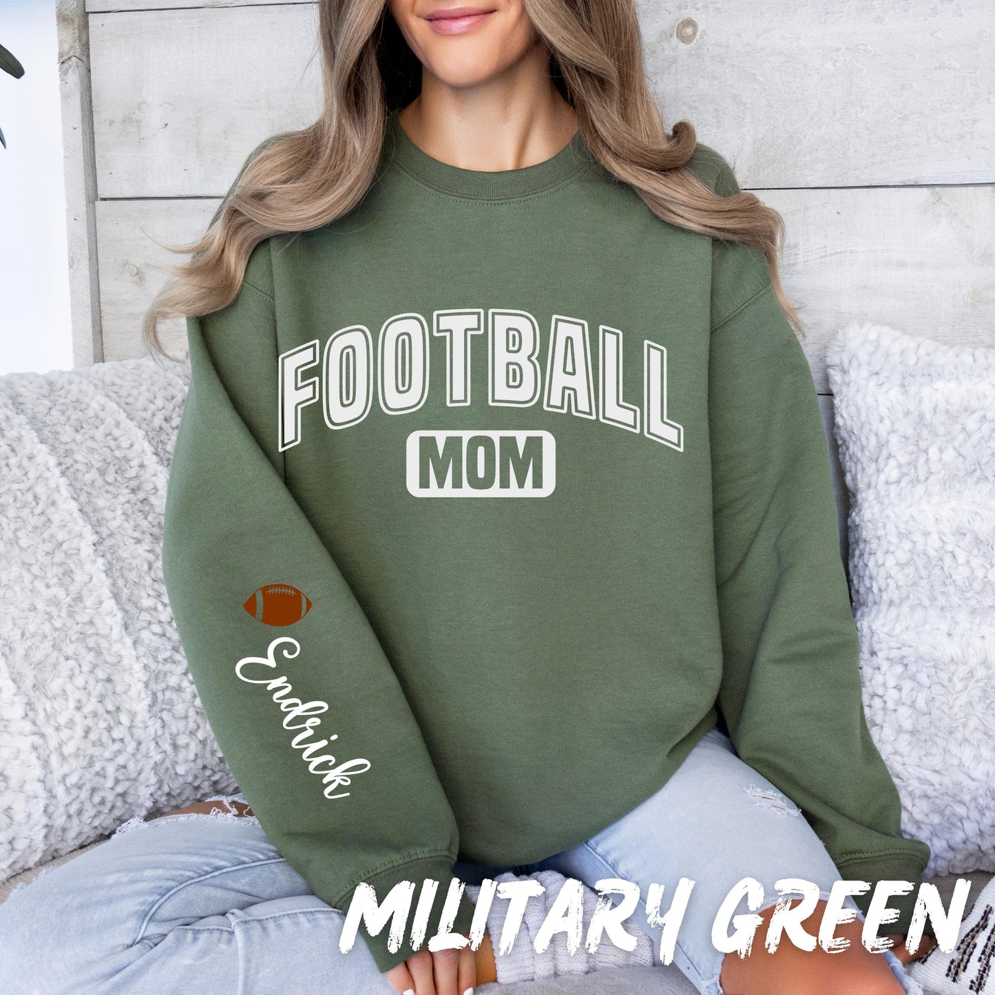 Custom Football Mom Sweatshirt β Personalized Name & Football Crewneck β Game Day Sweater β Sports Mom Gift β Team Spirit Sweater