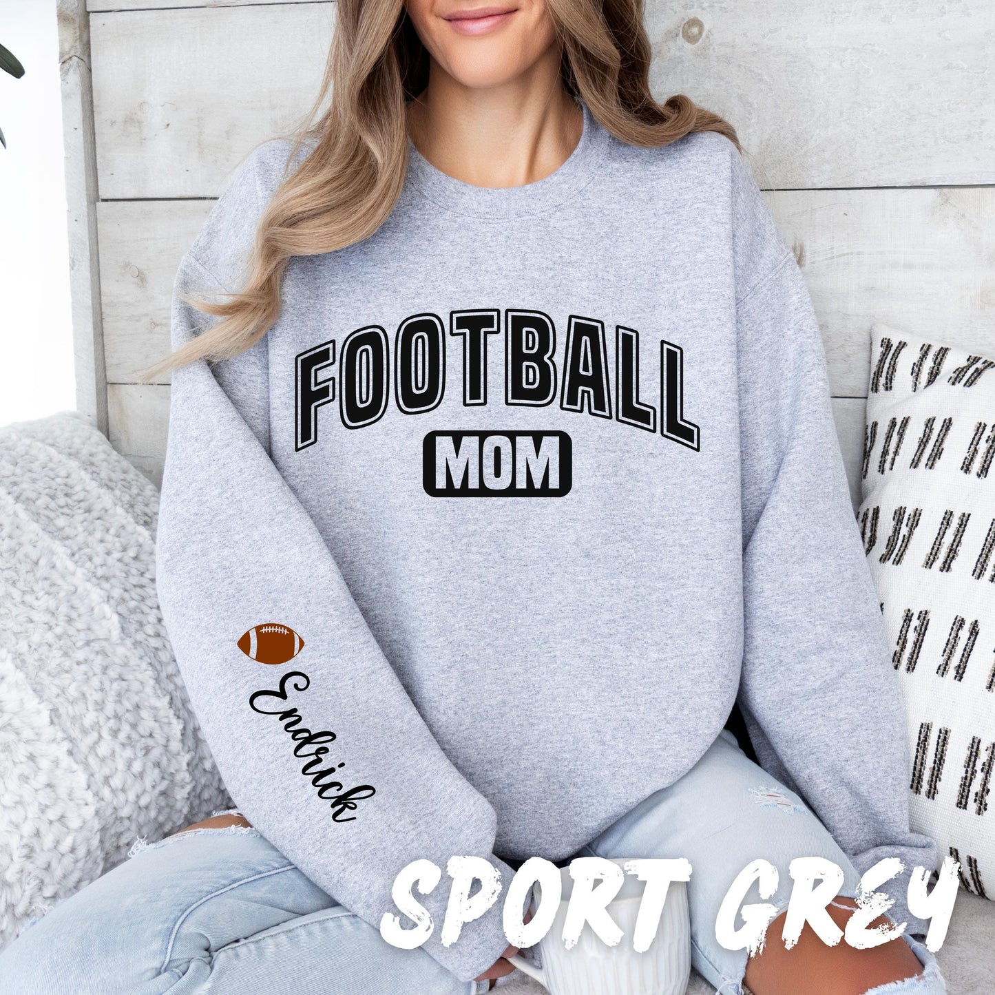 Custom Football Mom Sweatshirt β Personalized Name & Football Crewneck β Game Day Sweater β Sports Mom Gift β Team Spirit Sweater