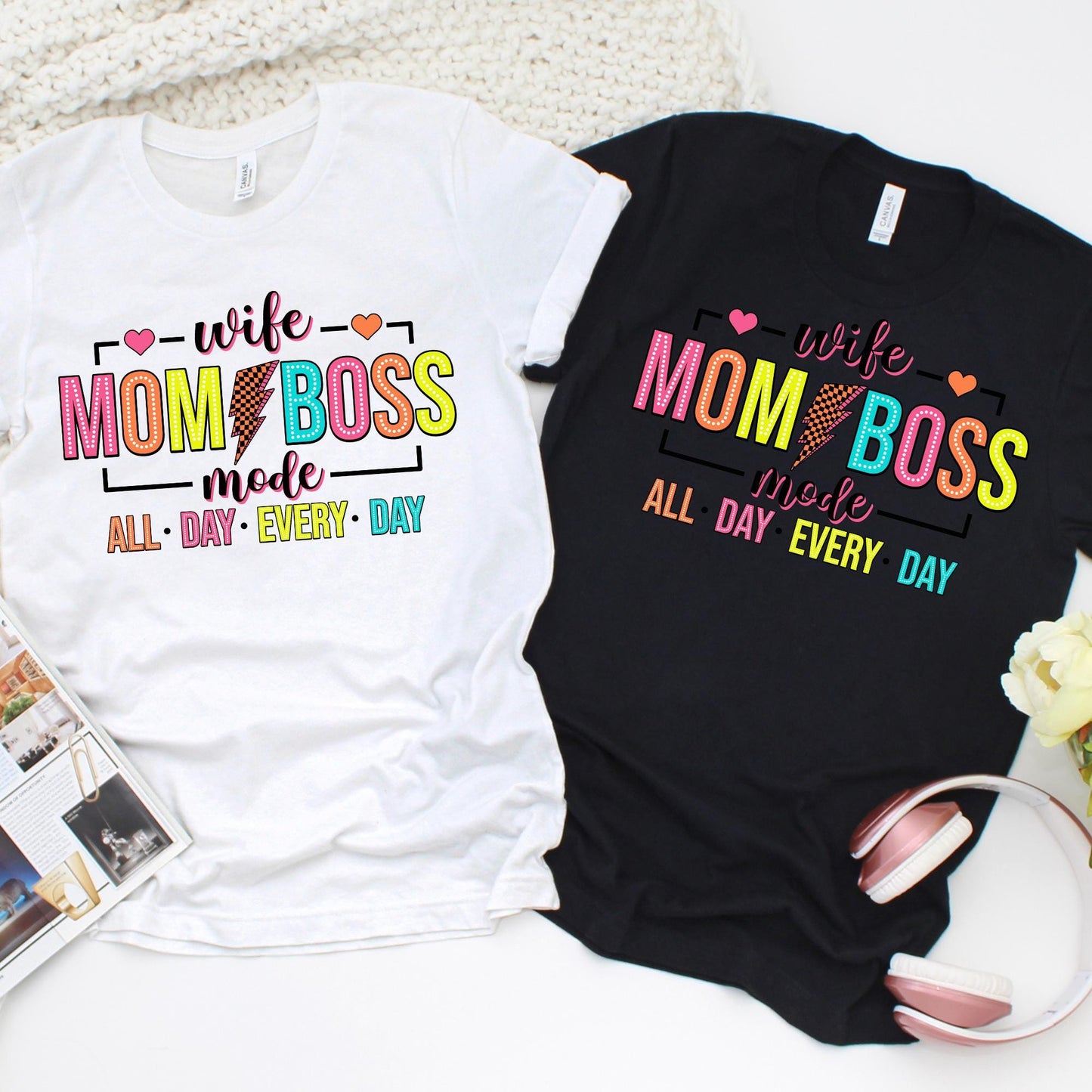 Funny Mom Sweatshirt Wife Mom Boss Shirt - Mom Life Sweatshirt - Boss Mom Gift - Cozy Mothers Day Sweater - Mom Hustle Apparel - Mom Gift