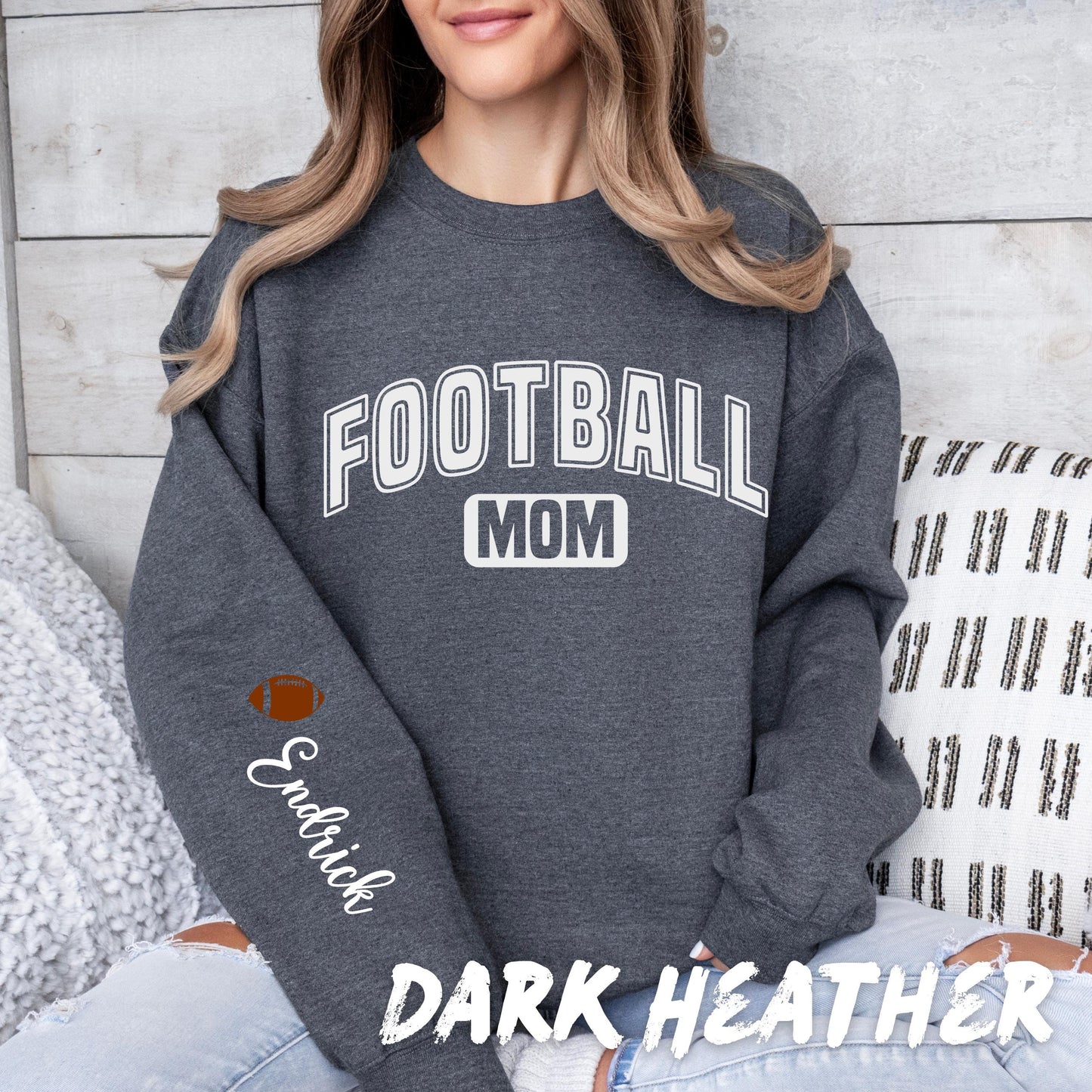 Custom Football Mom Sweatshirt β Personalized Name & Football Crewneck β Game Day Sweater β Sports Mom Gift β Team Spirit Sweater