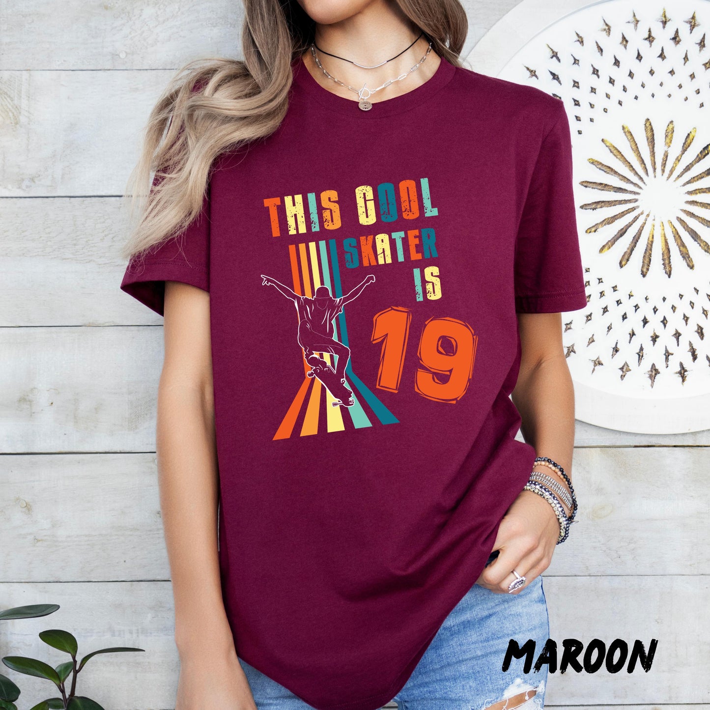 Skater Birthday Shirt Custom Age Skateboarder Tee for Boys, Retro Skateboarding Birthday T-Shirt, Personalized Skateboarding Gift