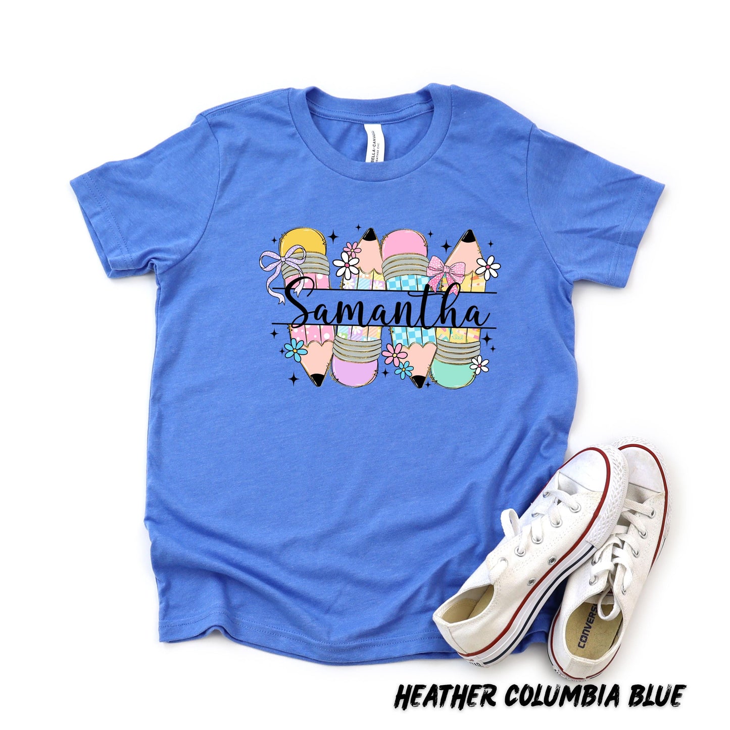 Personalized Back to School Shirt for Girls β Custom First Day of School Shirt β Cute Teacher or Student Tee - Girly Back to School Tee