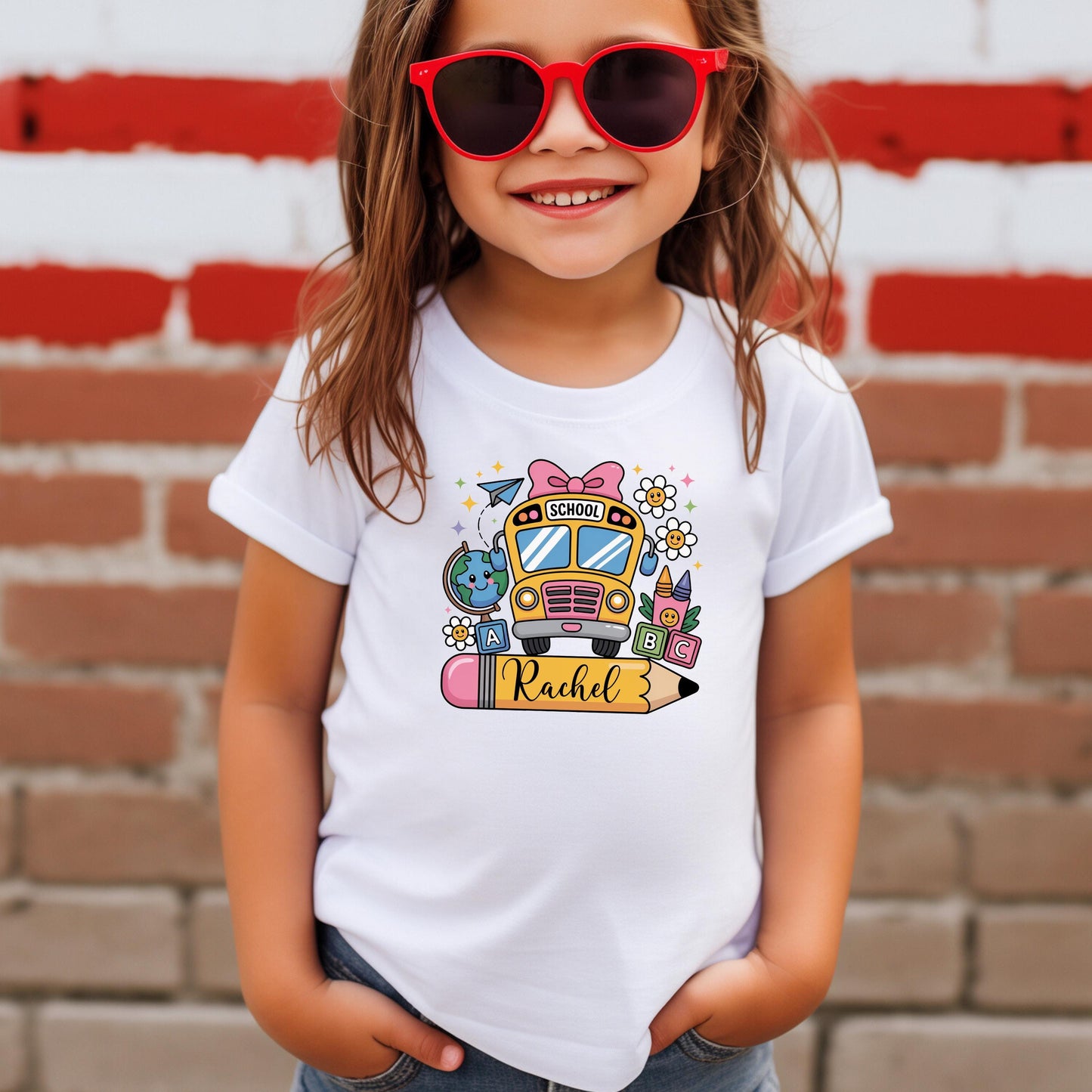 Back to School Shirt for Kids β Custom Name School Bus Tee β First Day of School Outfit β Cute Classroom Shirt for Girls