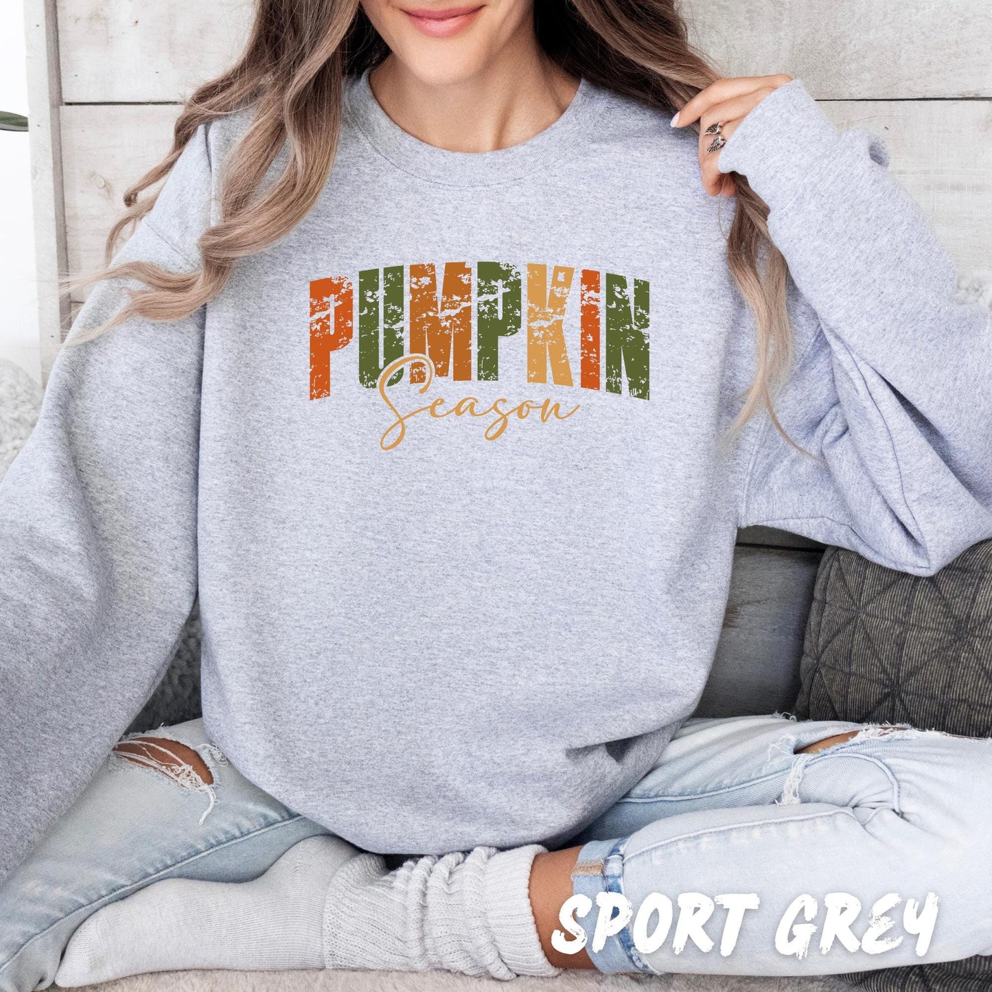 Pumpkin Season Sweatshirt β Unisex Fall Pullover for Adults & Kids β Cozy Autumn Sweater β Thanksgiving Shirt β Distressed Fall Outfit
