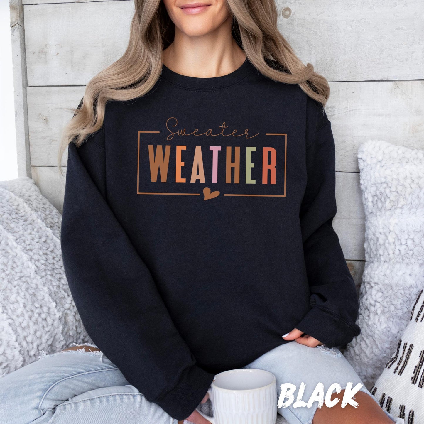 Sweater Weather Sweatshirt – Unisex Fall Pullover for Adults & Kids – Cozy Autumn Sweater – Cute Thanksgiving Outfit