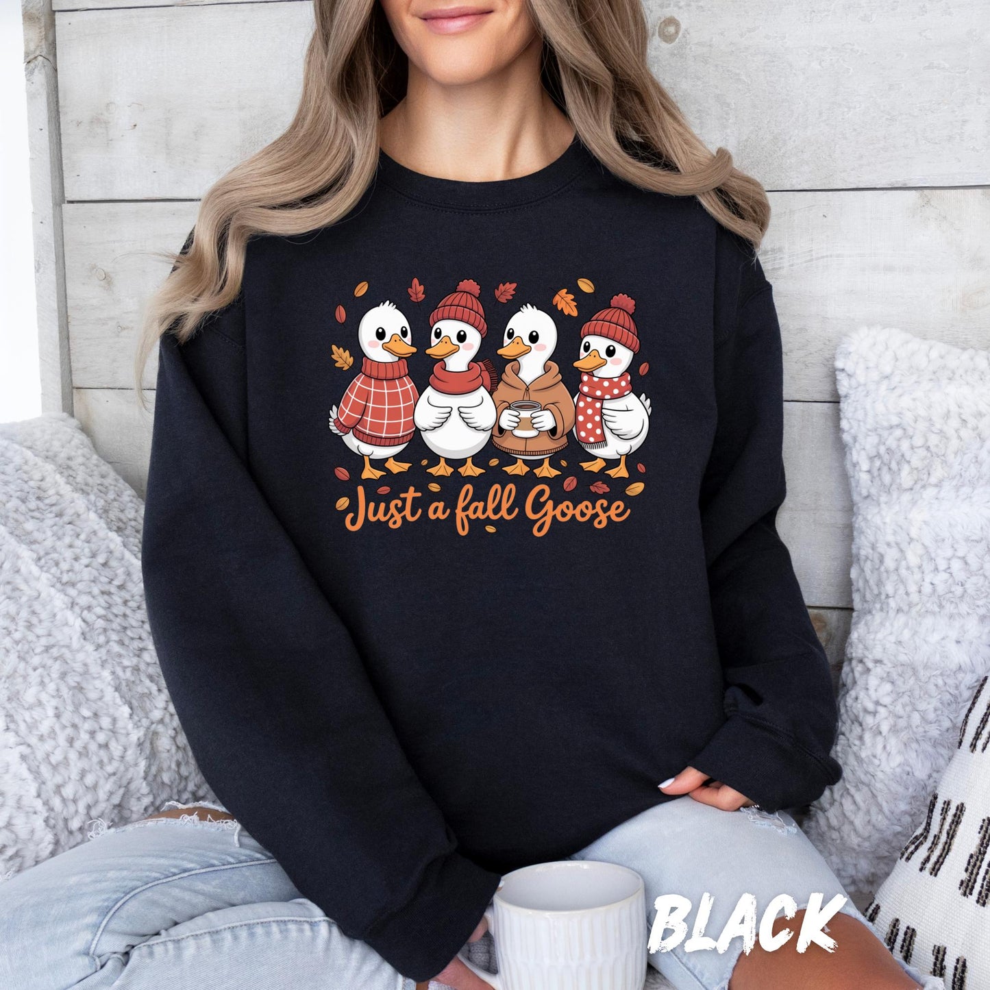 Just a Fall Goose Sweatshirt | Cute Fall Goose Crewneck | Autumn Duck Sweater | Cozy Thanksgiving Pullover | Fall Animal Lover Gift