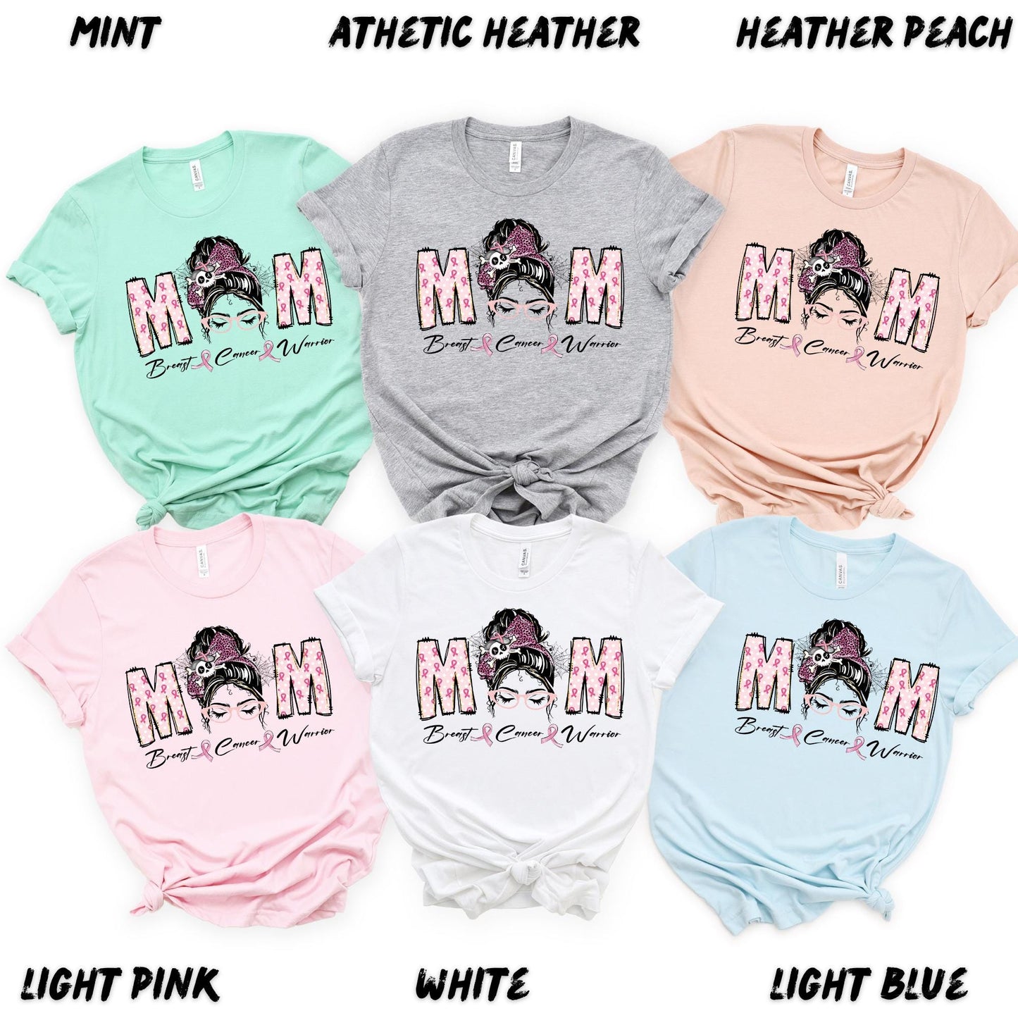 MOM Breast Cancer Warrior T-Shirt – Pink Ribbon Awareness Tee, Strong Mom Graphic Shirt, Breast Cancer Support Gift, Mom Cancer Survivor Tee