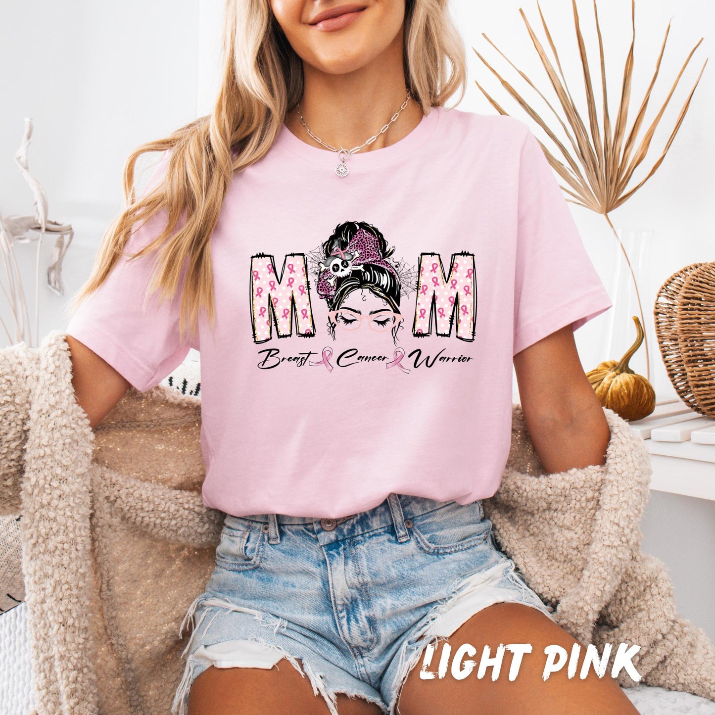 MOM Breast Cancer Warrior T-Shirt – Pink Ribbon Awareness Tee, Strong Mom Graphic Shirt, Breast Cancer Support Gift, Mom Cancer Survivor Tee