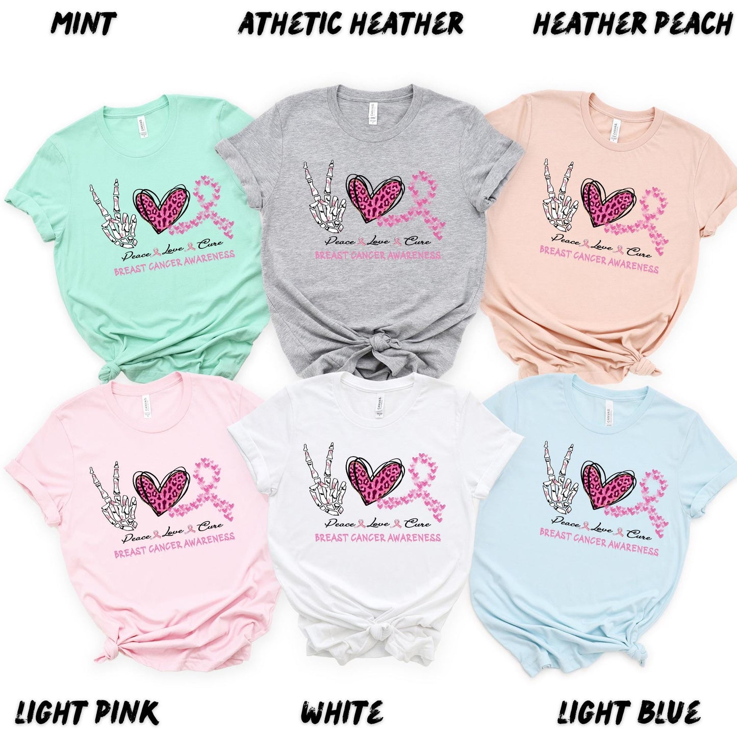 Peace Love Cure Breast Cancer Awareness T-Shirt – Breast Cancer Survivor Gift - Breast Cancer Awareness Shirt