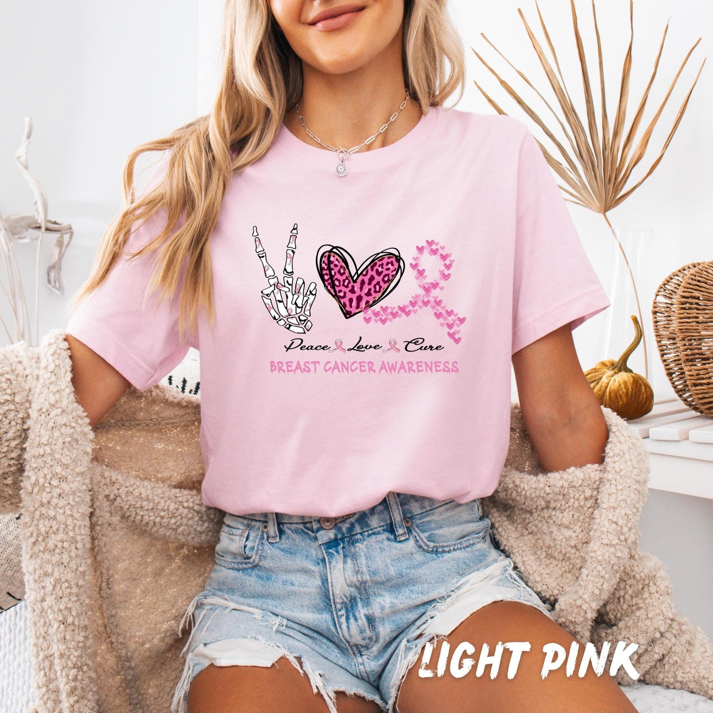 Peace Love Cure Breast Cancer Awareness T-Shirt – Breast Cancer Survivor Gift - Breast Cancer Awareness Shirt