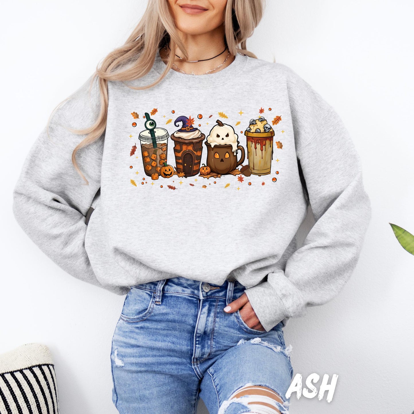 Cute Halloween Drinks Sweatshirt – Spooky Fall Coffee & Treats Pullover – Cozy Halloween Shirt - Coffee Lover Gift - Spooky Coffee Sweater