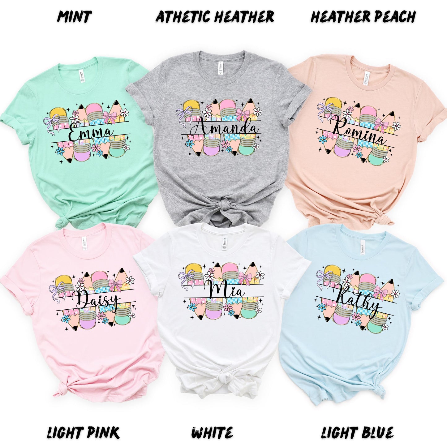 Personalized Back to School Shirt for Girls β Custom First Day of School Shirt β Cute Teacher or Student Tee - Girly Back to School Tee
