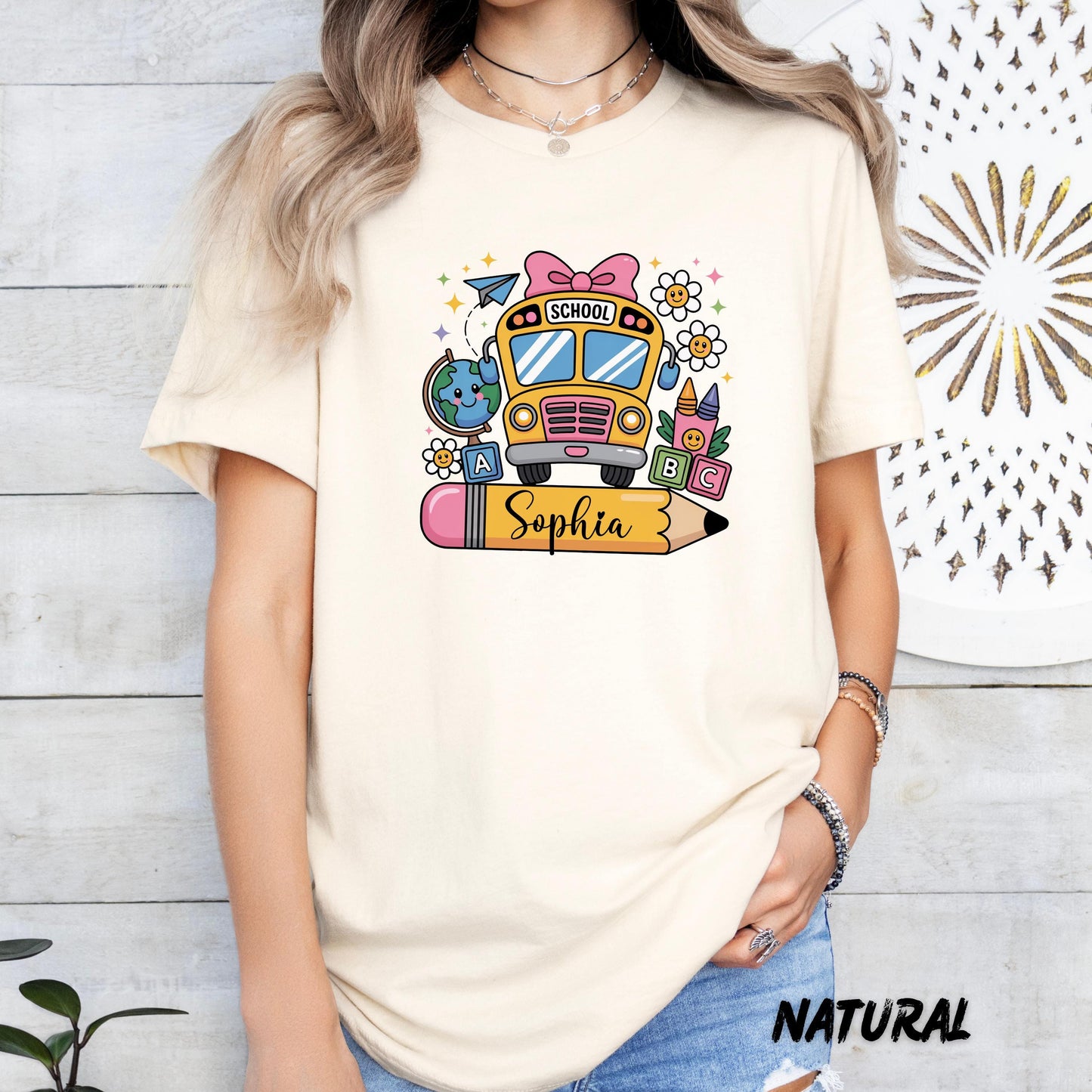 Back to School Shirt for Kids β Custom Name School Bus Tee β First Day of School Outfit β Cute Classroom Shirt for Girls