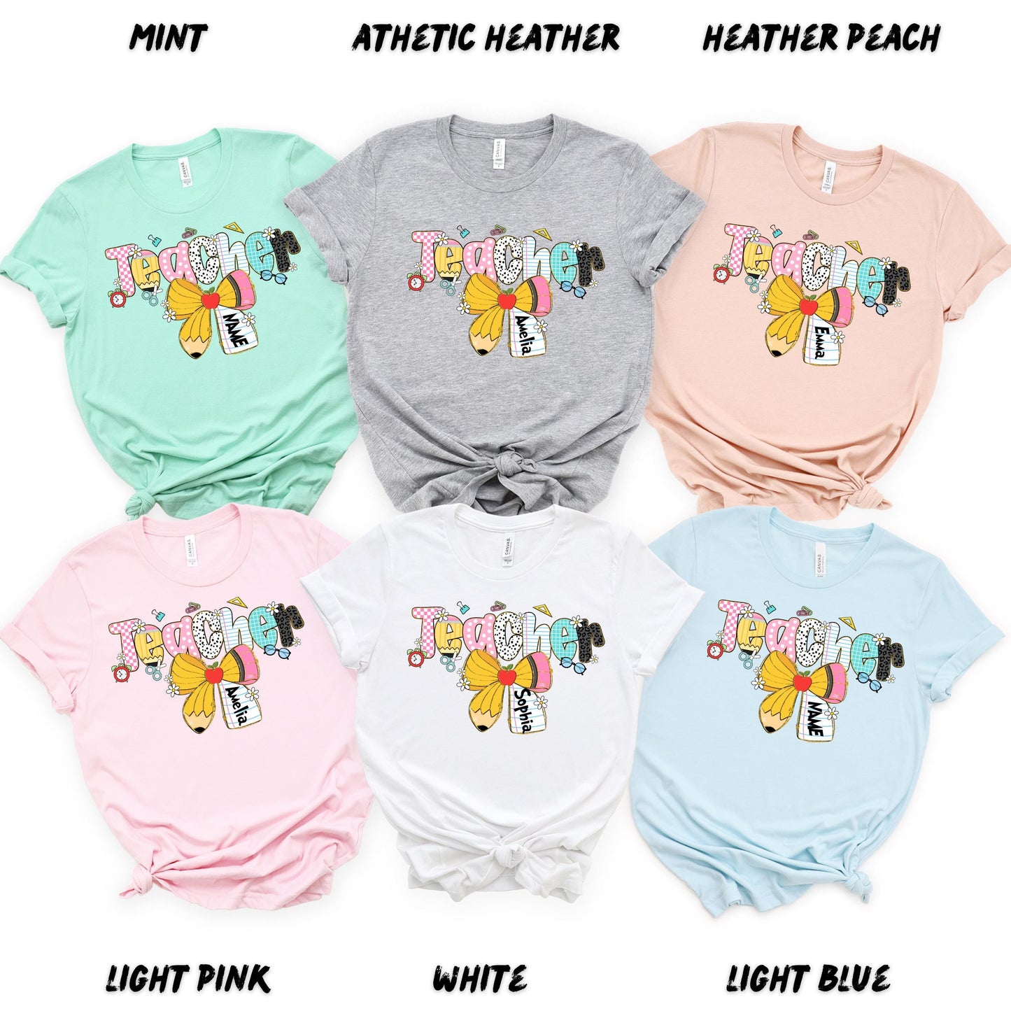 Personalized Teacher Shirt β Custom Name Teacher Tee β Back to School Shirt for Women β Teacher Appreciation Gift β First Day of School Tee
