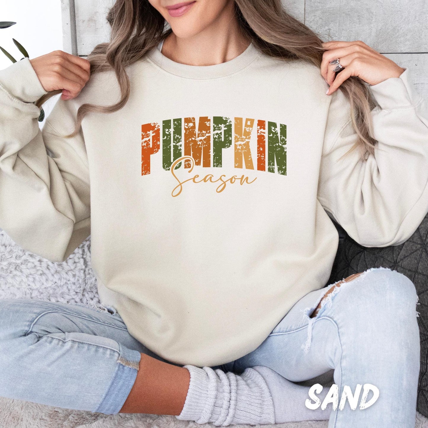 Pumpkin Season Sweatshirt β Unisex Fall Pullover for Adults & Kids β Cozy Autumn Sweater β Thanksgiving Shirt β Distressed Fall Outfit