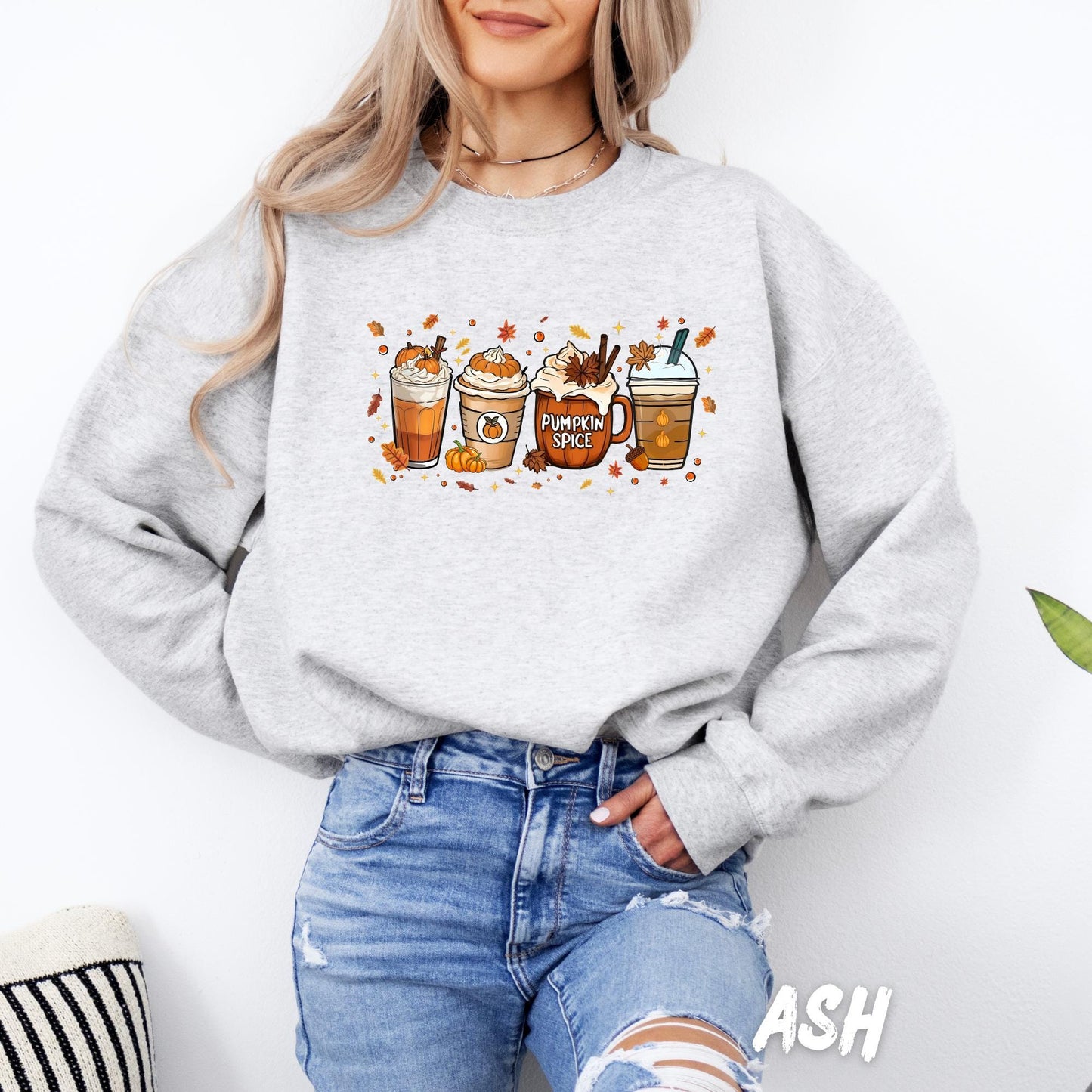 Pumpkin Spice Coffee Sweatshirt – Fall Coffee Lover Shirt – Unisex Autumn Pullover for Adults & Kids – Cute Latte Lover Sweater – Fall Shirt
