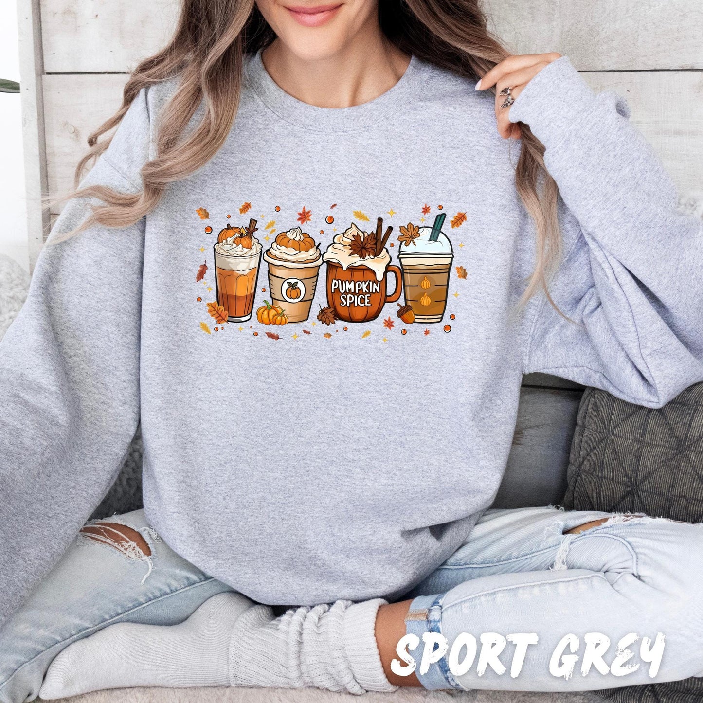 Pumpkin Spice Coffee Sweatshirt – Fall Coffee Lover Shirt – Unisex Autumn Pullover for Adults & Kids – Cute Latte Lover Sweater – Fall Shirt