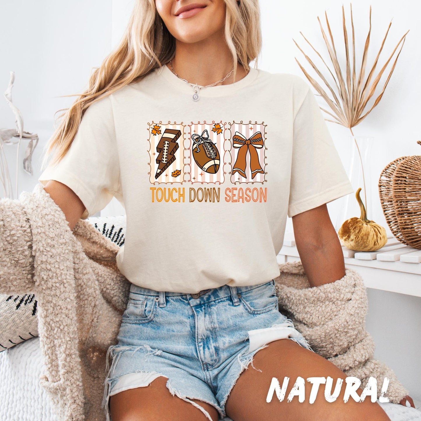 Touch Down Season Sweatshirt | Cute Fall Football Shirt for Women | Game Day Crewneck | Autumn Sports Pullover | Cheer Mom Gameday Outfit