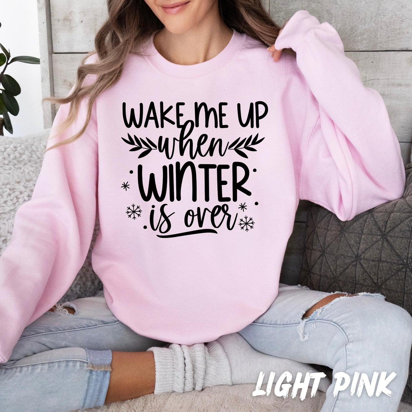 Wake Me Up When Winter Is Over Sweatshirt – Funny Winter Sweater – Cozy Unisex Pullover – Seasonal Sweatshirt for Adults & Kids