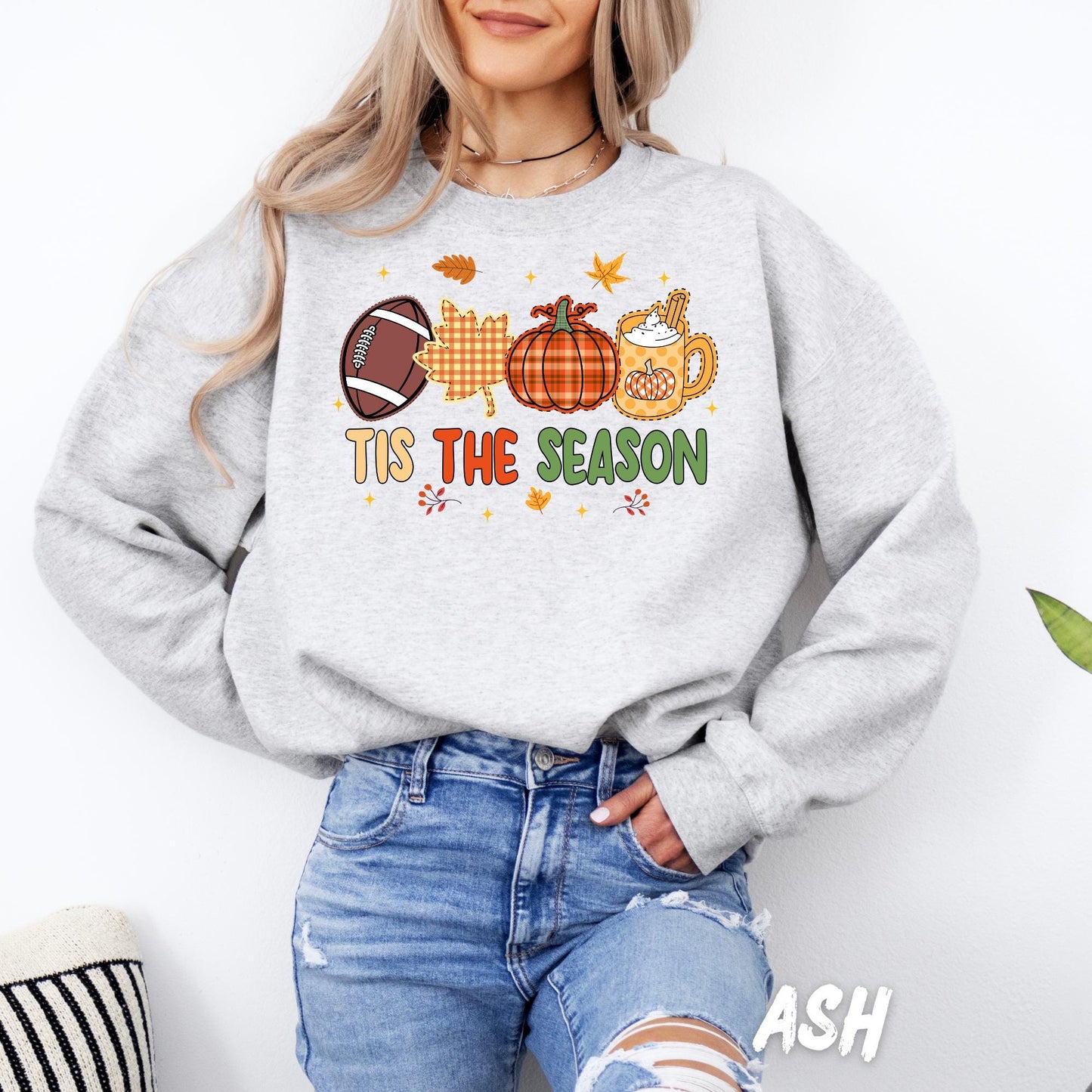 Tis the Season Fall Sweatshirt | Cute Autumn Pumpkin Coffee Football Sweater | Thanksgiving Cozy Pullover | Fall Vibes Crewneck