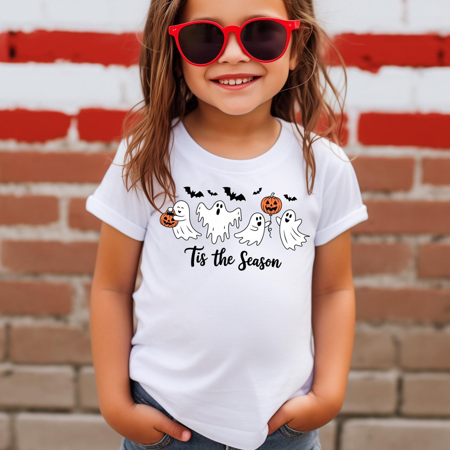 Cute Ghosts Halloween Shirt – “Tis the Season” Graphic Tee – Spooky Season Fall Pumpkin Ghost Shirt - Halloween Shirt - Skeleton Gift