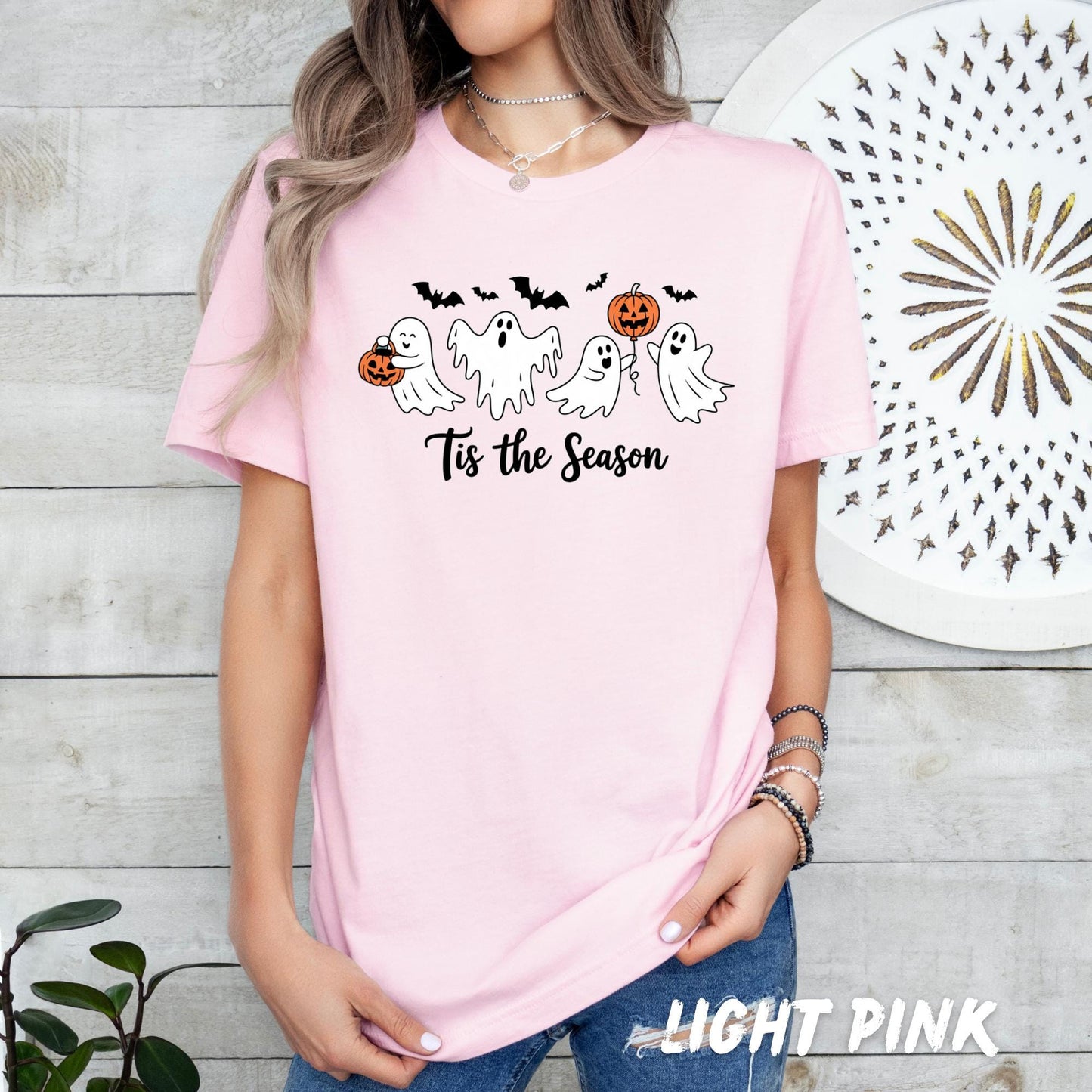 Cute Ghosts Halloween Shirt – “Tis the Season” Graphic Tee – Spooky Season Fall Pumpkin Ghost Shirt - Halloween Shirt - Skeleton Gift